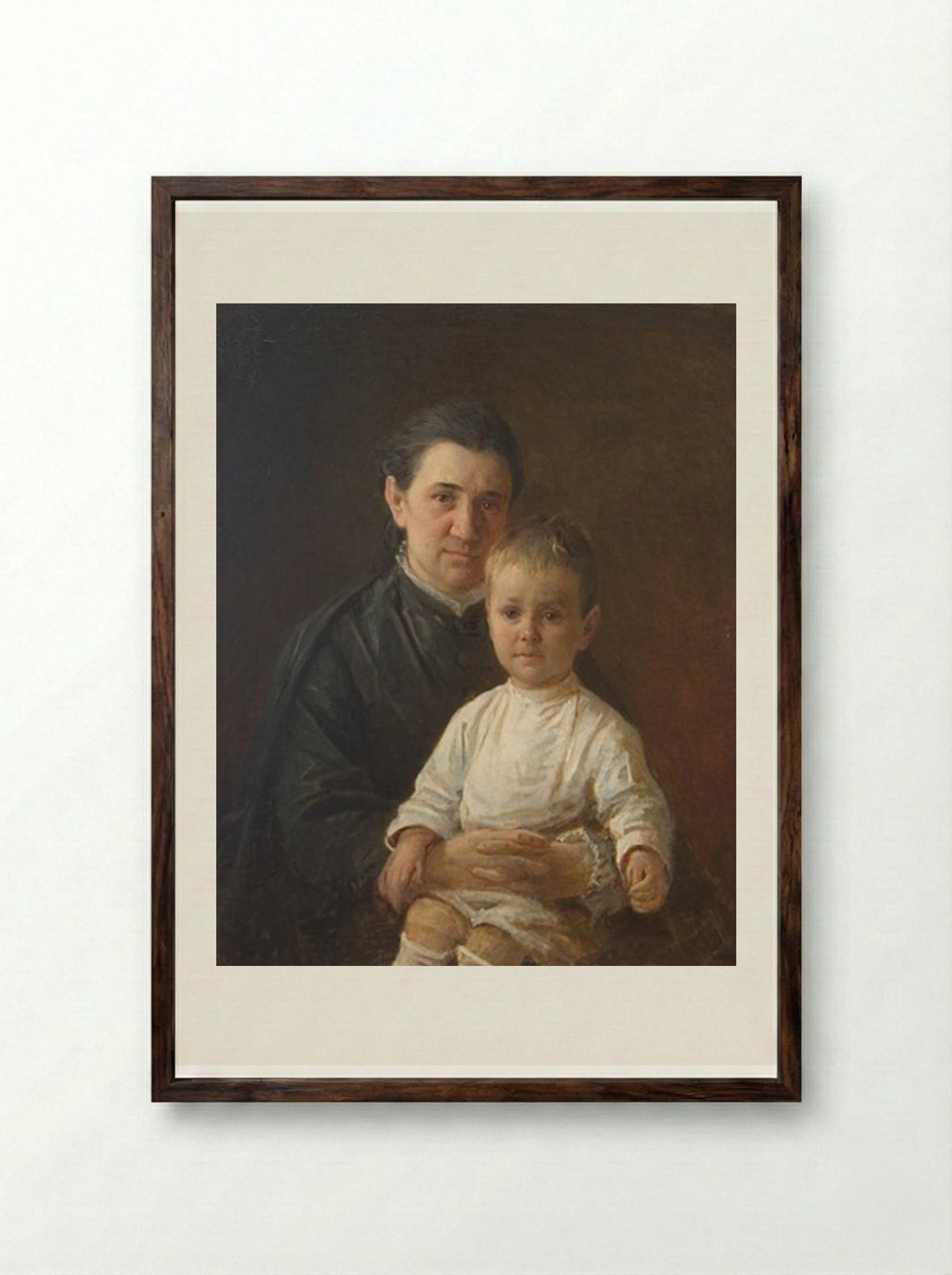 Portrait of Evdokiya Nikolaevna Kostycheva - Nikolai Ge - Framed Print Dark Wood
