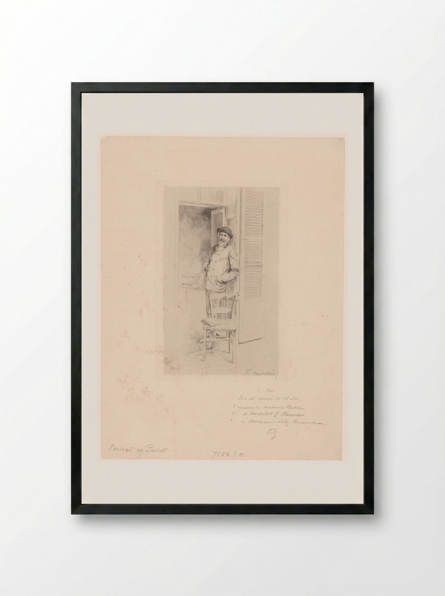 Portrait of Félix Buhot - F. Courboin - Framed Print Black