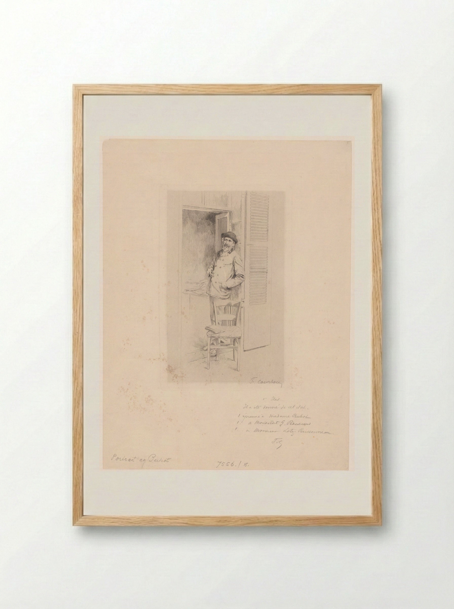 Portrait of Félix Buhot - F. Courboin - Framed Print Wood