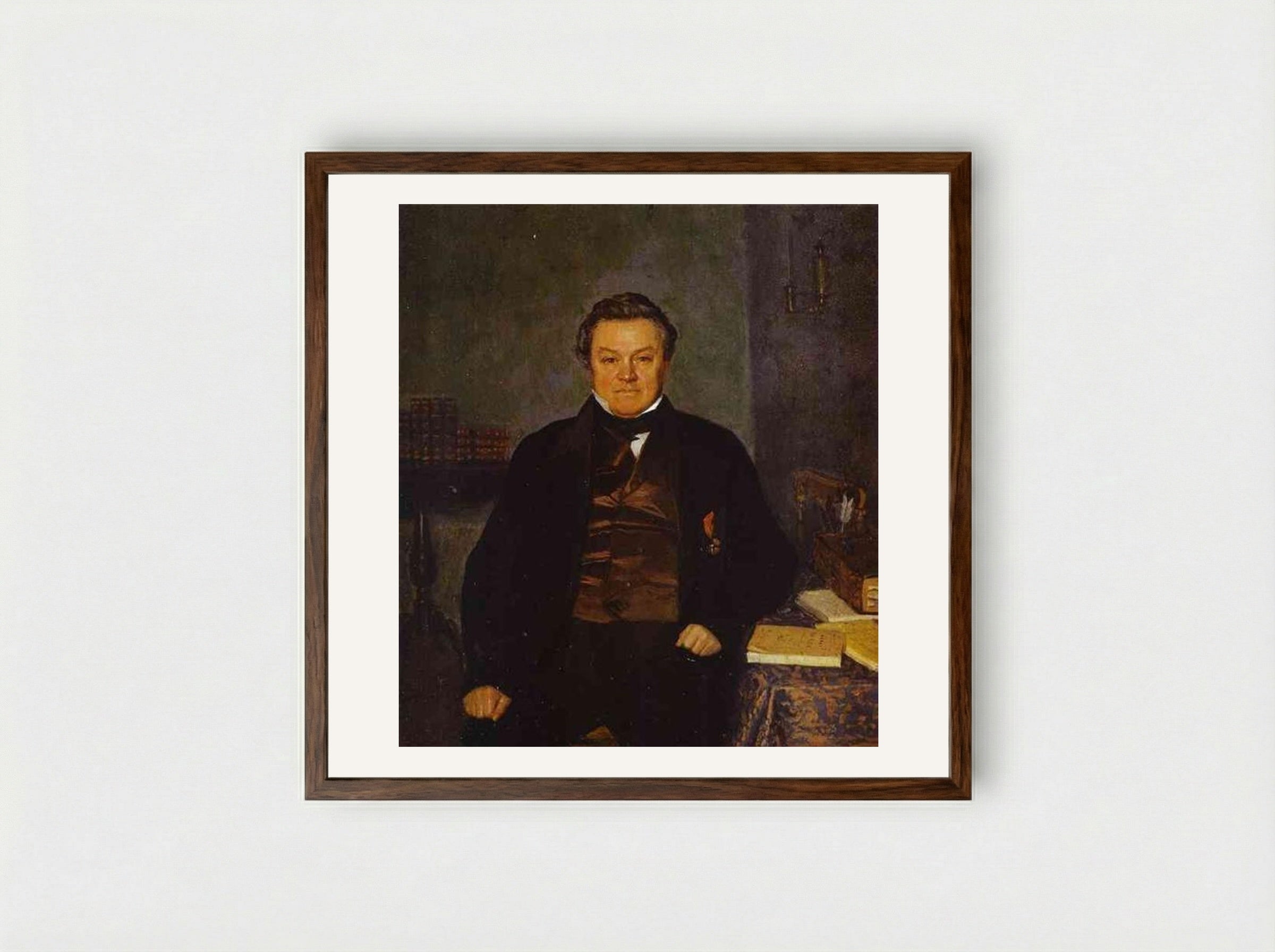 Portrait of F. Ye. Yakovlev - Pavel Fedotov - Framed Print Dark Wood