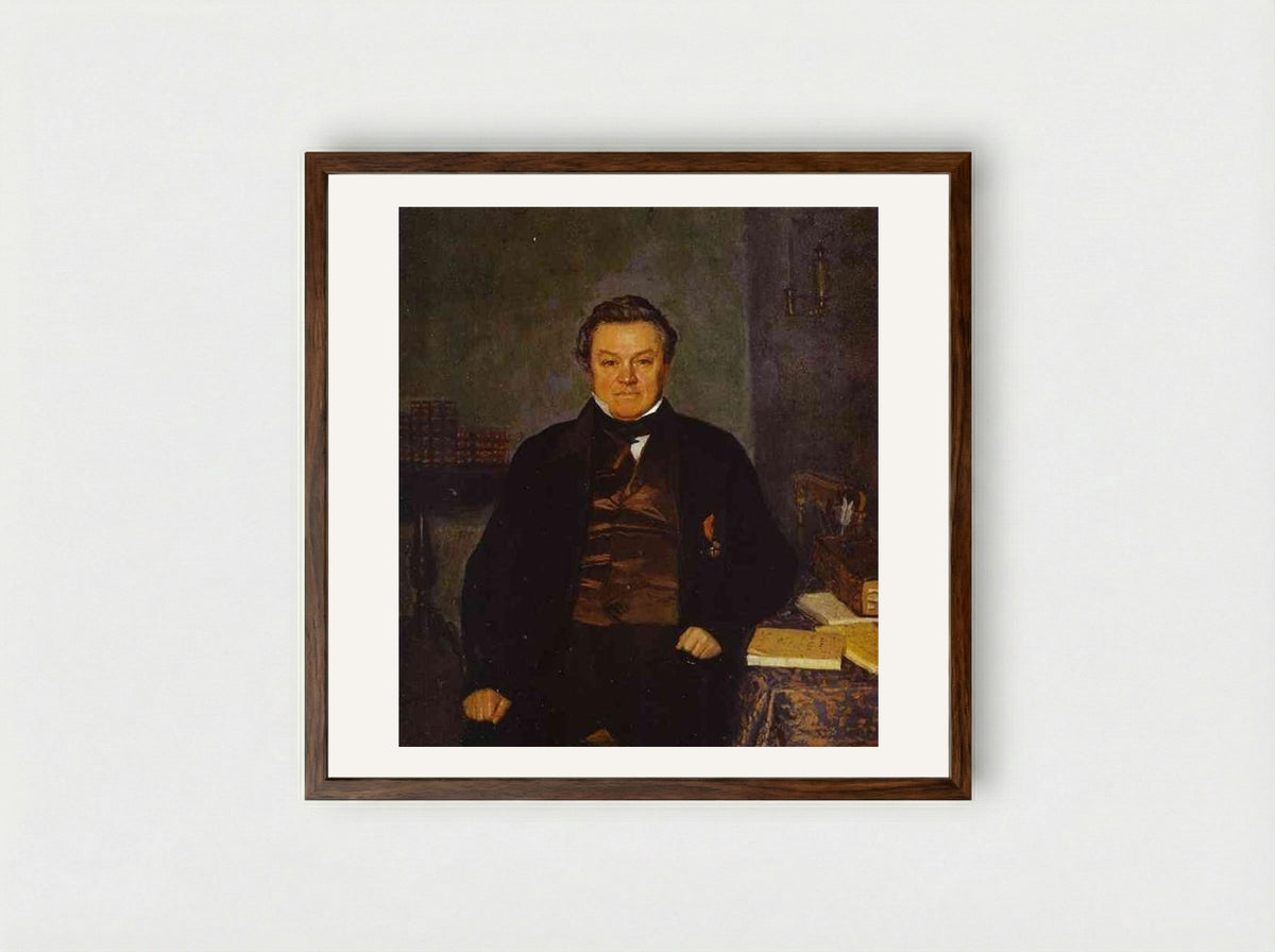Portrait of F. Ye. Yakovlev - Pavel Fedotov - Framed Print Dark Wood