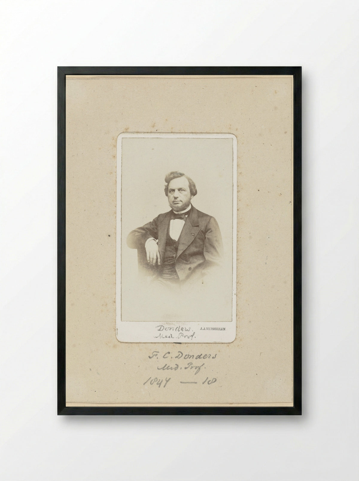 Portrait of F.C. Donders, Professor of Medicine - Abraham Adrianus Vermeulen - Framed Print Black