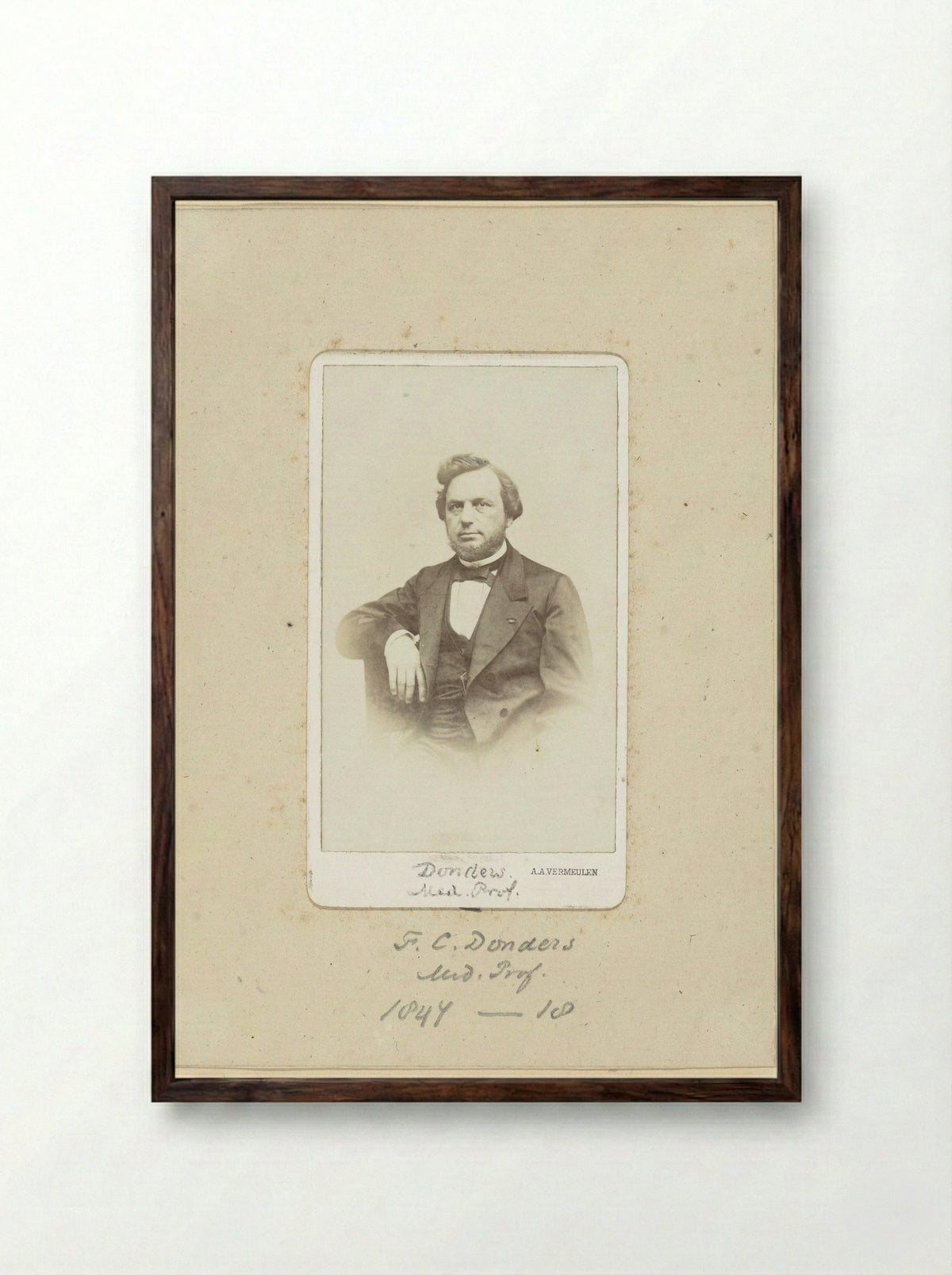 Portrait of F.C. Donders, Professor of Medicine - Abraham Adrianus Vermeulen - Framed Print Dark Wood