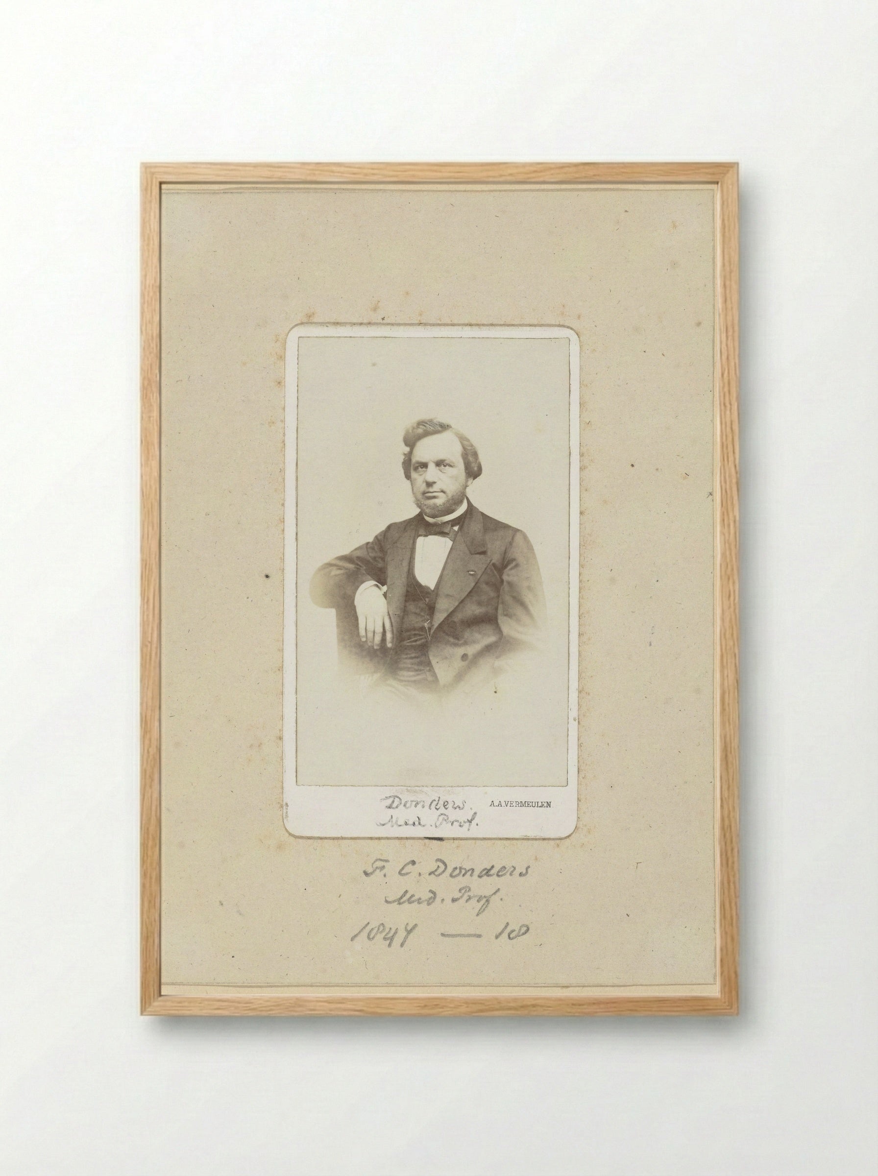 Portrait of F.C. Donders, Professor of Medicine - Abraham Adrianus Vermeulen - Framed Print Wood