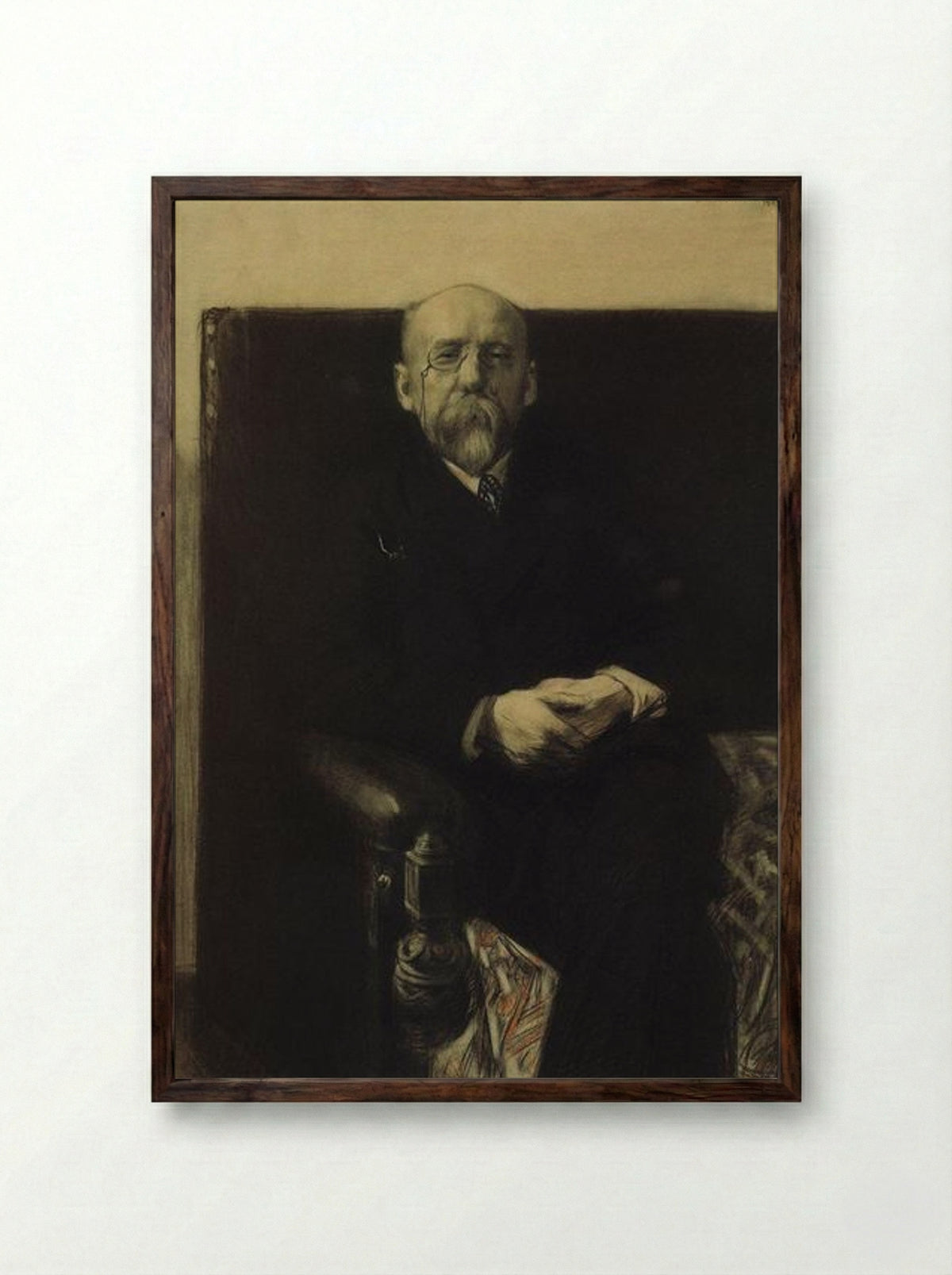 Portrait of F.K. Sologub - Boris Kustodiev - Framed Print Dark Wood