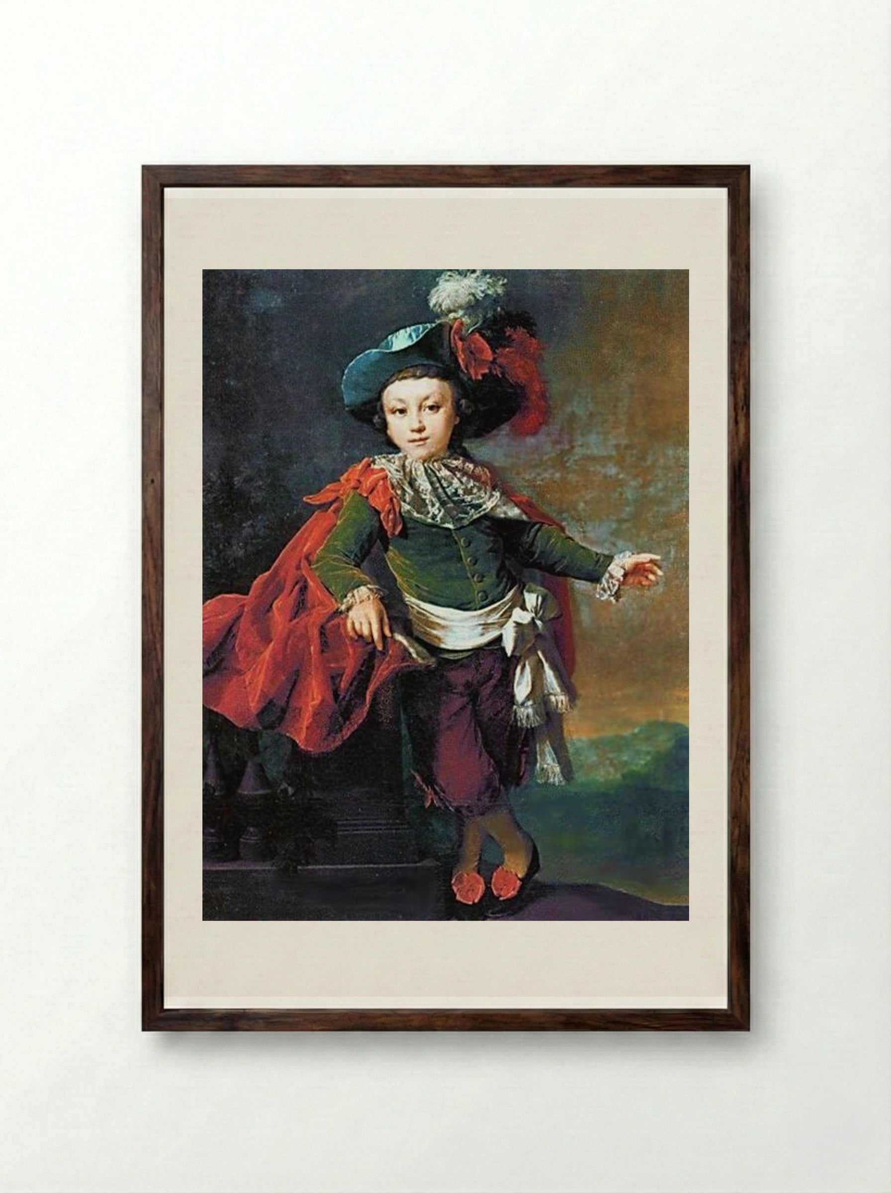 Portrait of F.P. Makerovskiy in masquerade costume - Dmitry Levitzky - Framed Print Dark Wood