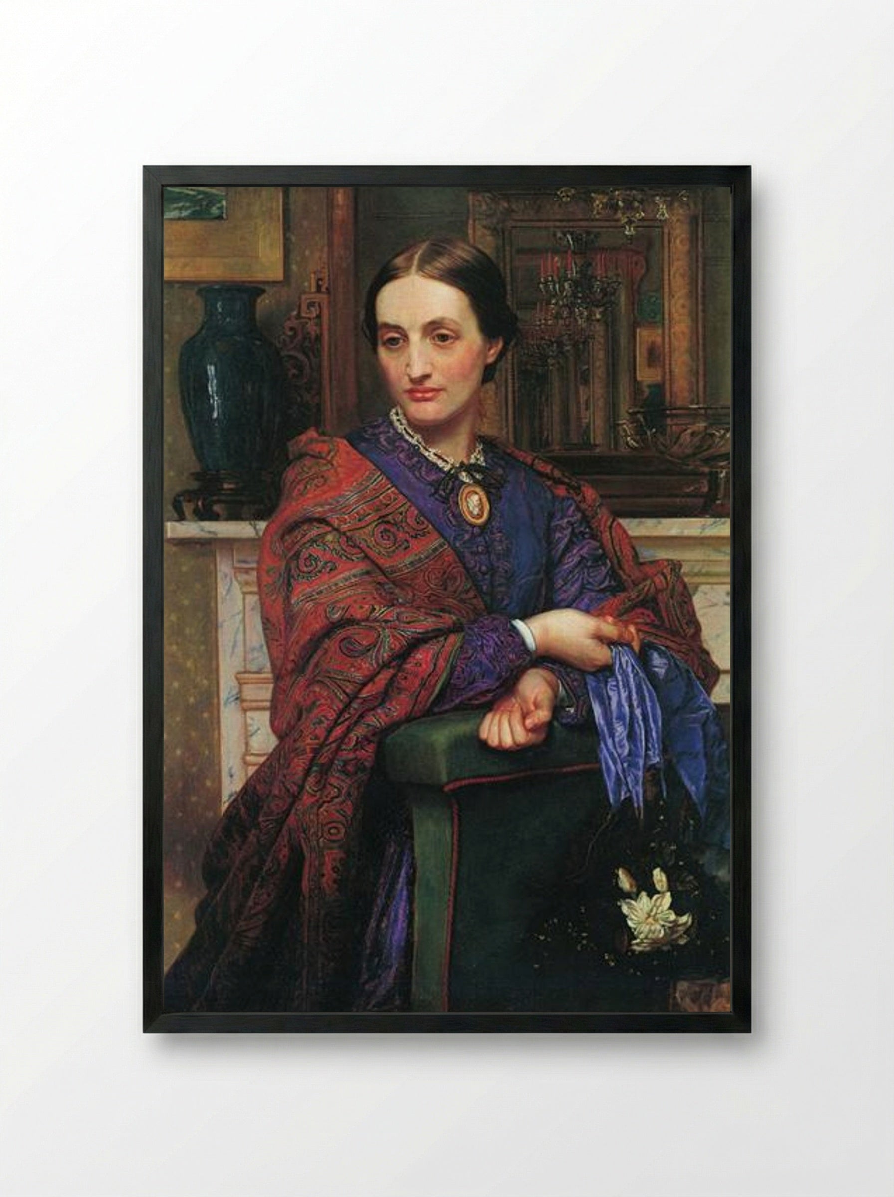 Portrait of Fanny Holman Hunt - William Holman Hunt - Framed Print Black