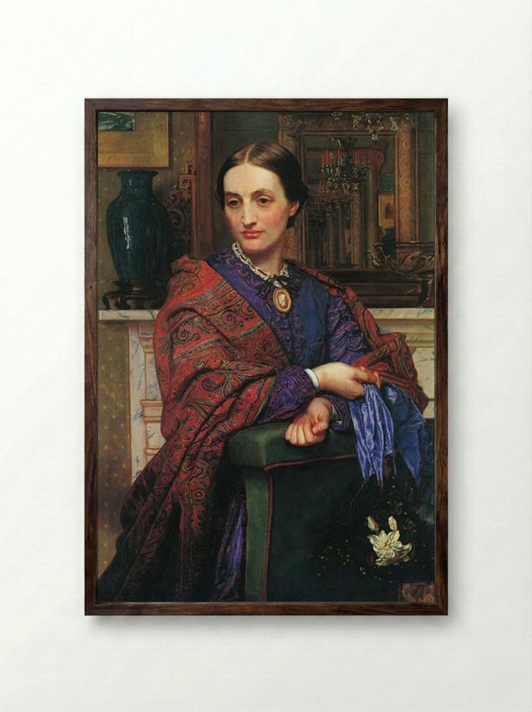 Portrait of Fanny Holman Hunt - William Holman Hunt - Framed Print Dark Wood