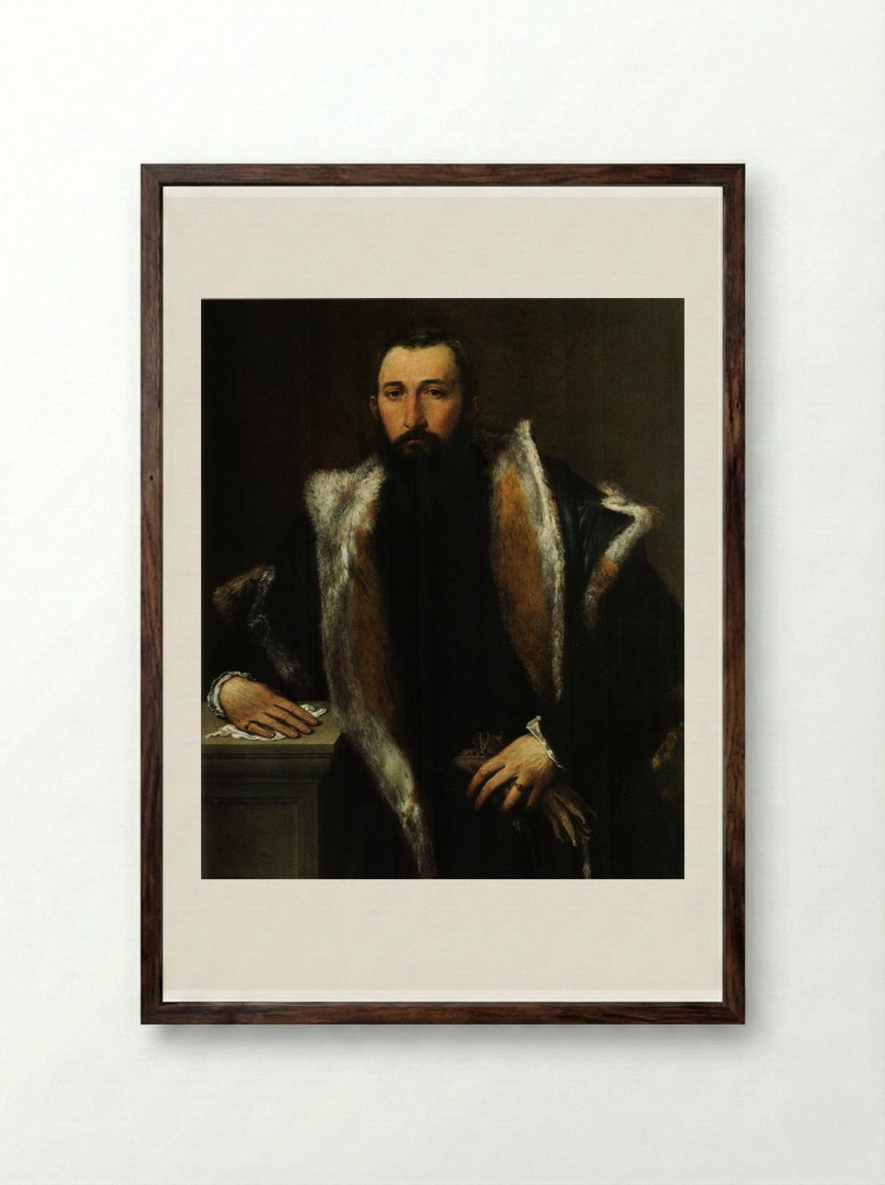 Portrait of Febo da Brescia - Lorenzo Lotto - Framed Print Dark Wood