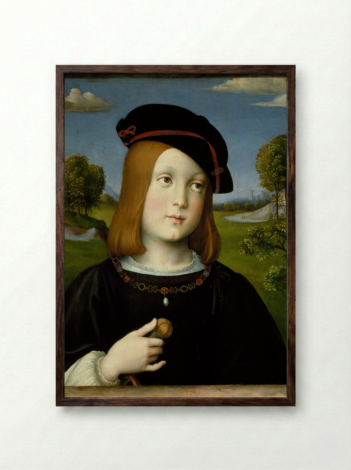 Portrait of Federico II Gonzaga - Francesco Francia - Framed Print Dark Wood