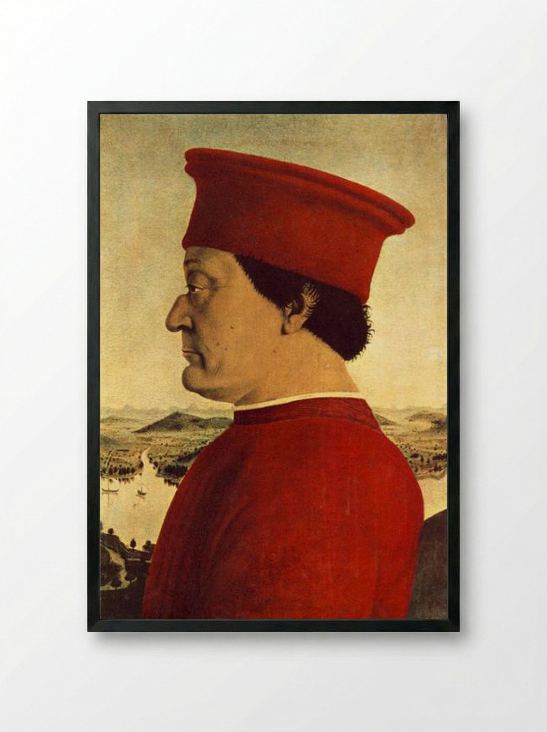 Portrait of Federigo da Montefeltro - Piero della Francesca - Framed Print Black