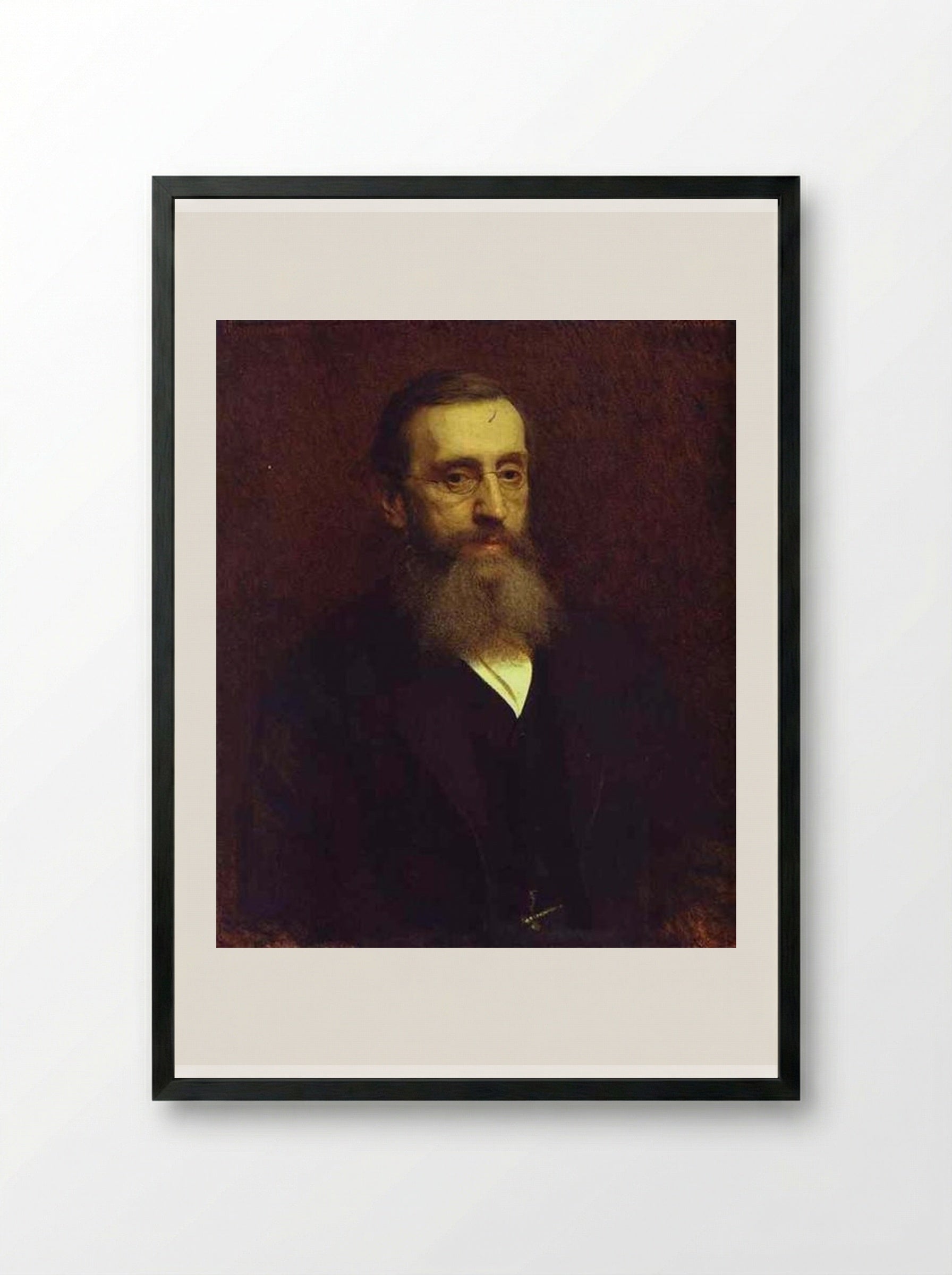 Portrait of Feodor Petrushevsky - Ivan Kramskoy - Framed Print Black