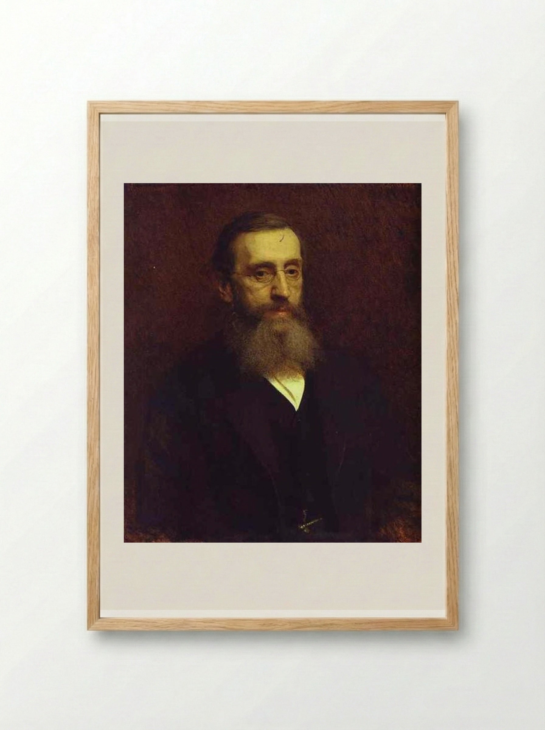 Portrait of Feodor Petrushevsky - Ivan Kramskoy - Framed Print Wood