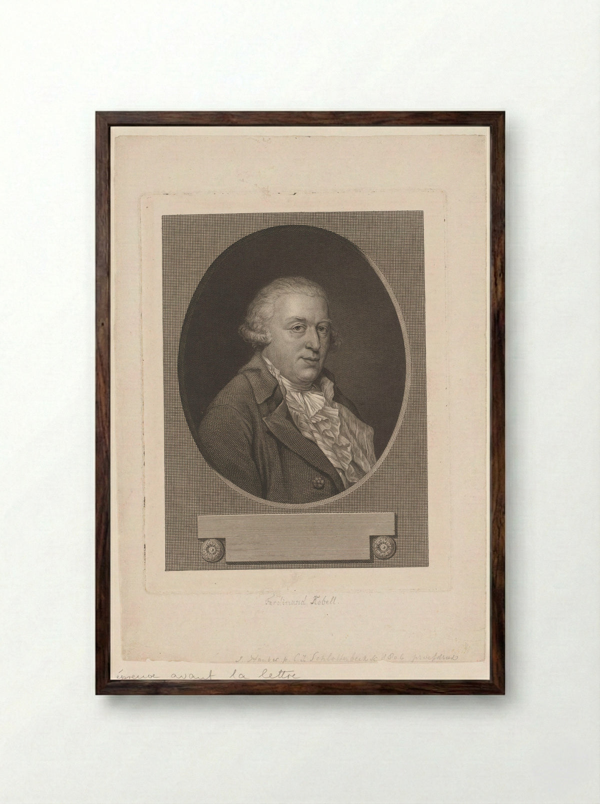 Portrait of Ferdinand Kobell - Christian Jakob Schlotterbeck - Framed Print Dark Wood