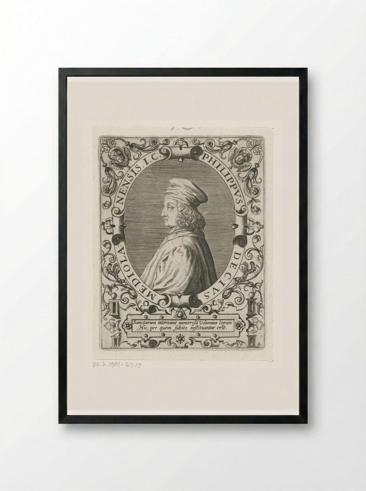 Portrait of Filippo Decio - Theodor de Bry - Framed Print Black