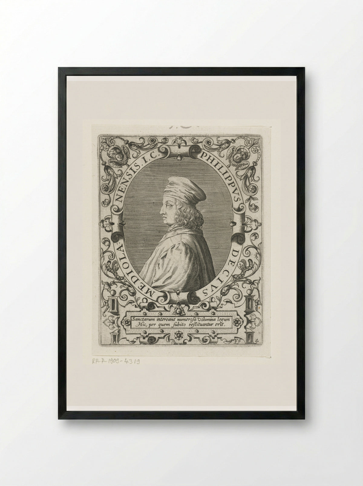 Portrait of Filippo Decio - Theodor de Bry - Framed Print Black