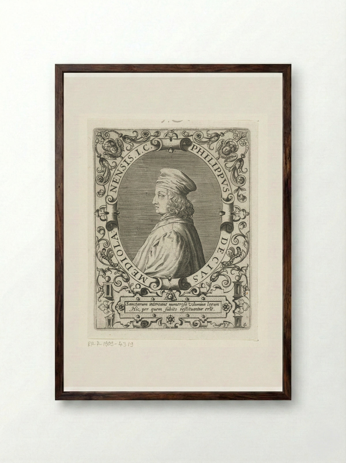 Portrait of Filippo Decio - Theodor de Bry - Framed Print Dark Wood