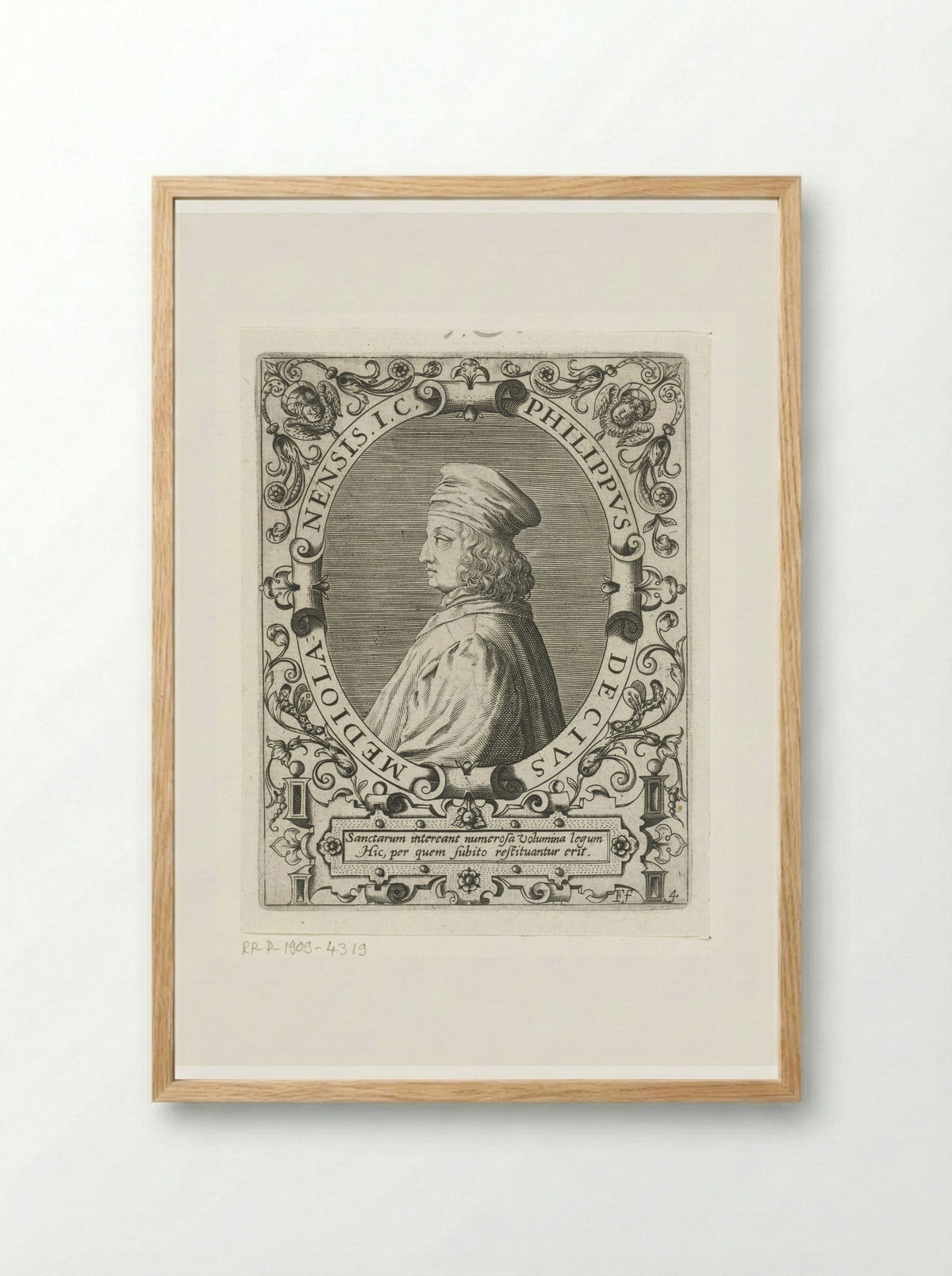 Portrait of Filippo Decio - Theodor de Bry - Framed Print Wood