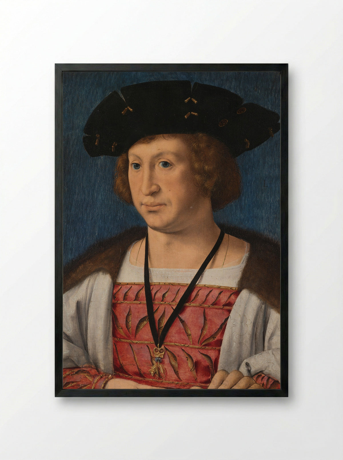 Portrait of Floris van Egmond, Count of Buren - Jan Gossart - Framed Print Black