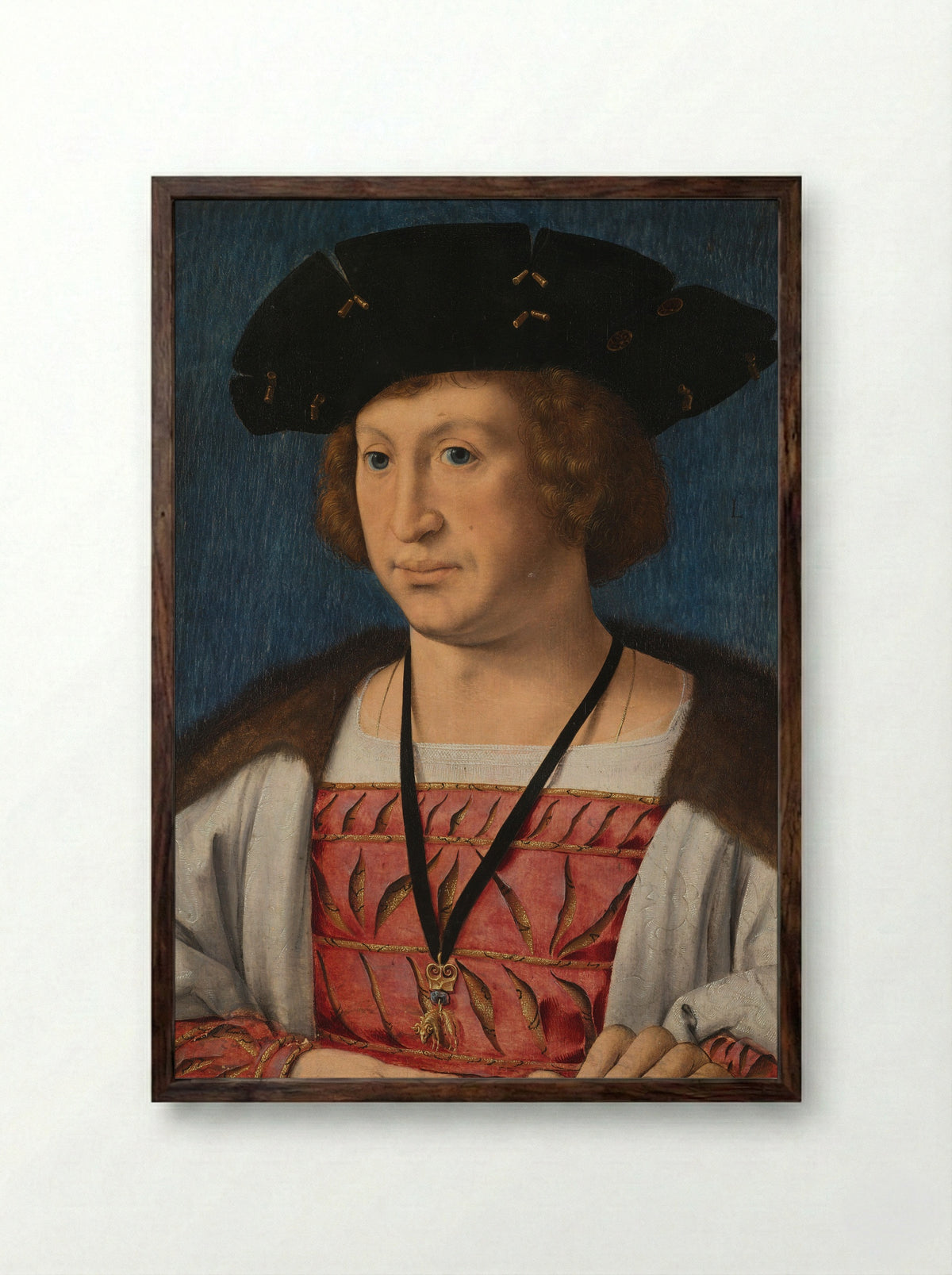 Portrait of Floris van Egmond, Count of Buren - Jan Gossart - Framed Print Dark Wood