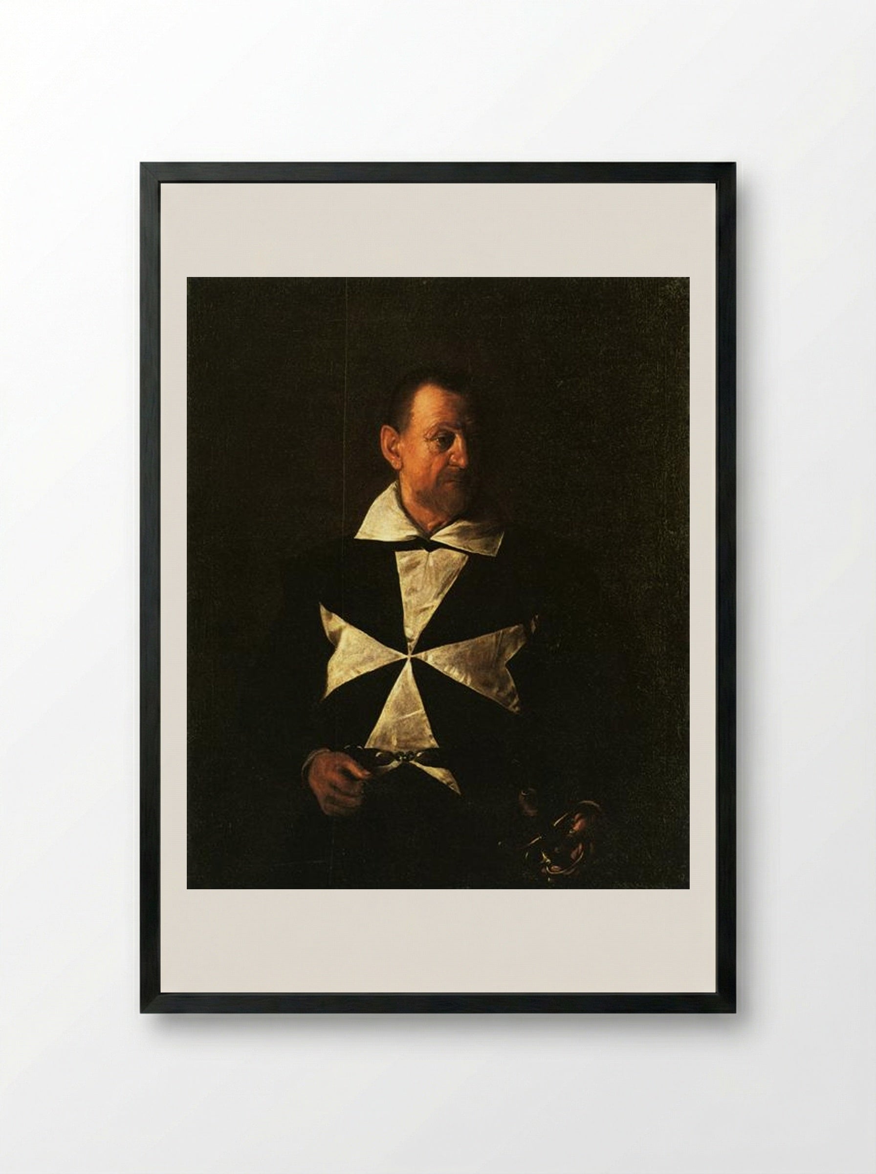Portrait of Fra Antonio Martelli - Caravaggio - Framed Print Black