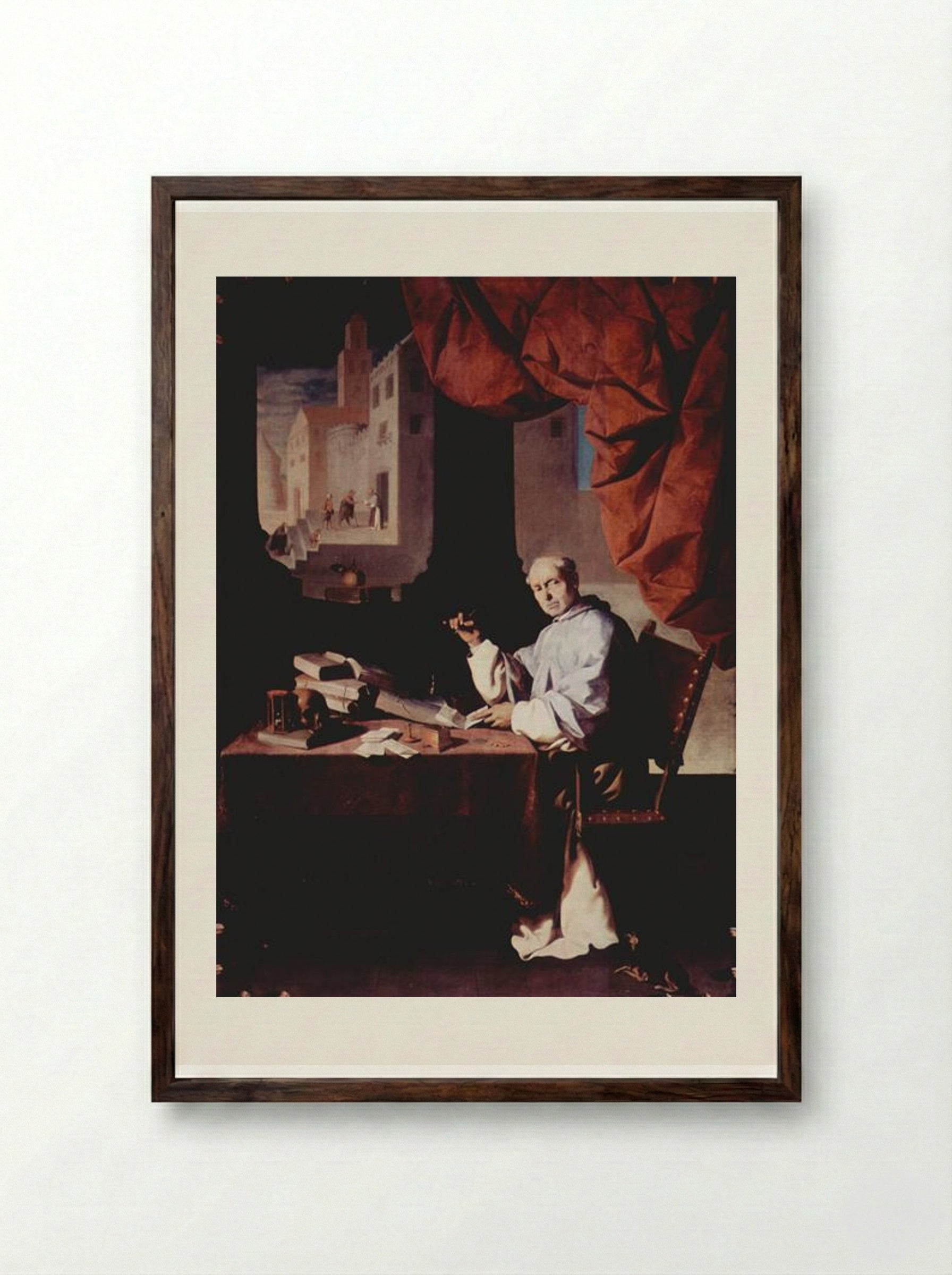 Portrait of Fra Gonzalo de Illescas - Francisco de Zurbarán - Framed Print Dark Wood