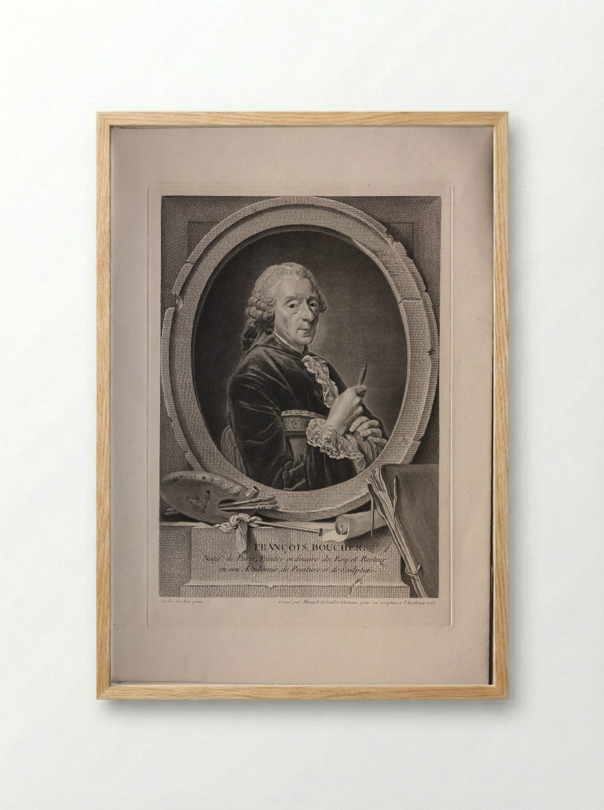 Portrait of François Boucher - Manuel Salvador Carmona - Framed Print Wood