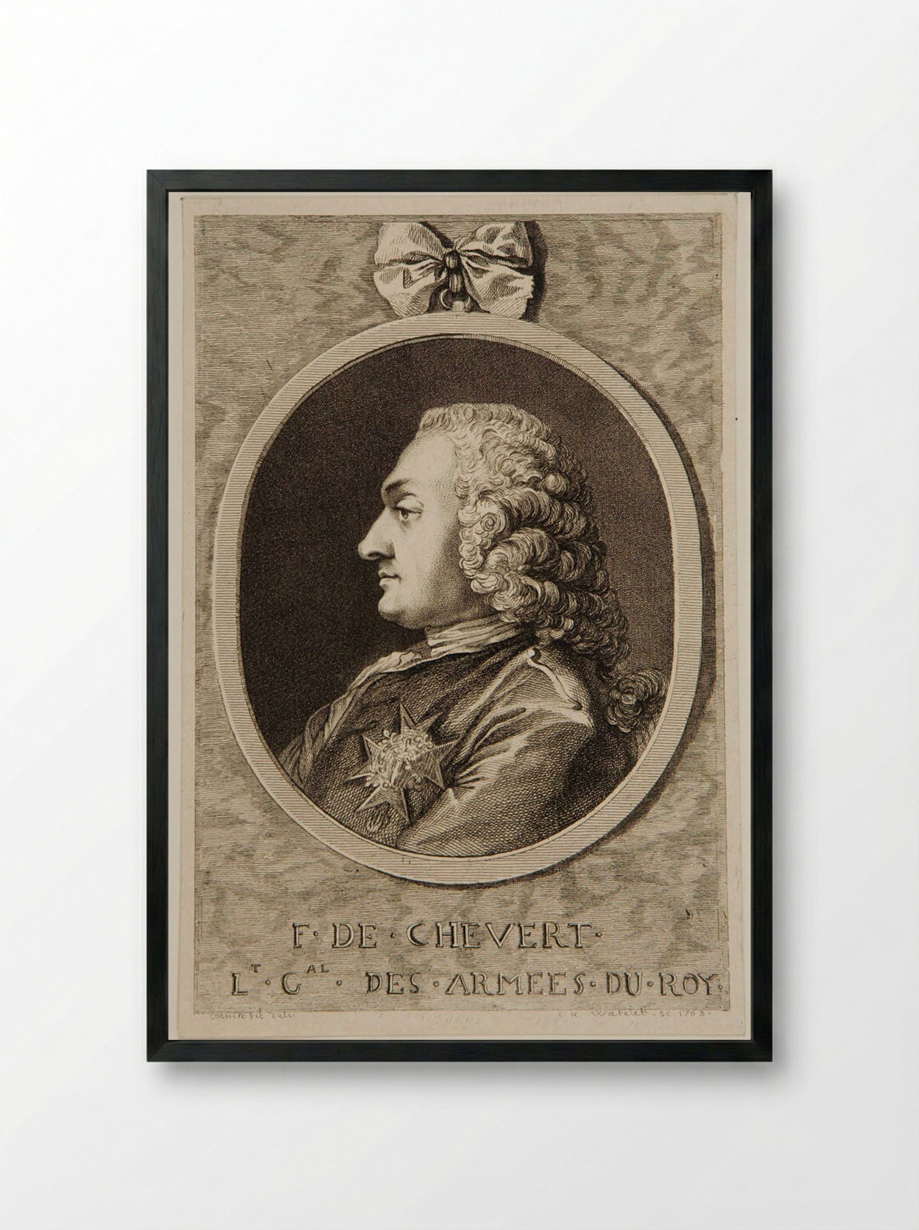 Portrait of François de Chevert - Claude Henri Watelet - Framed Print Black