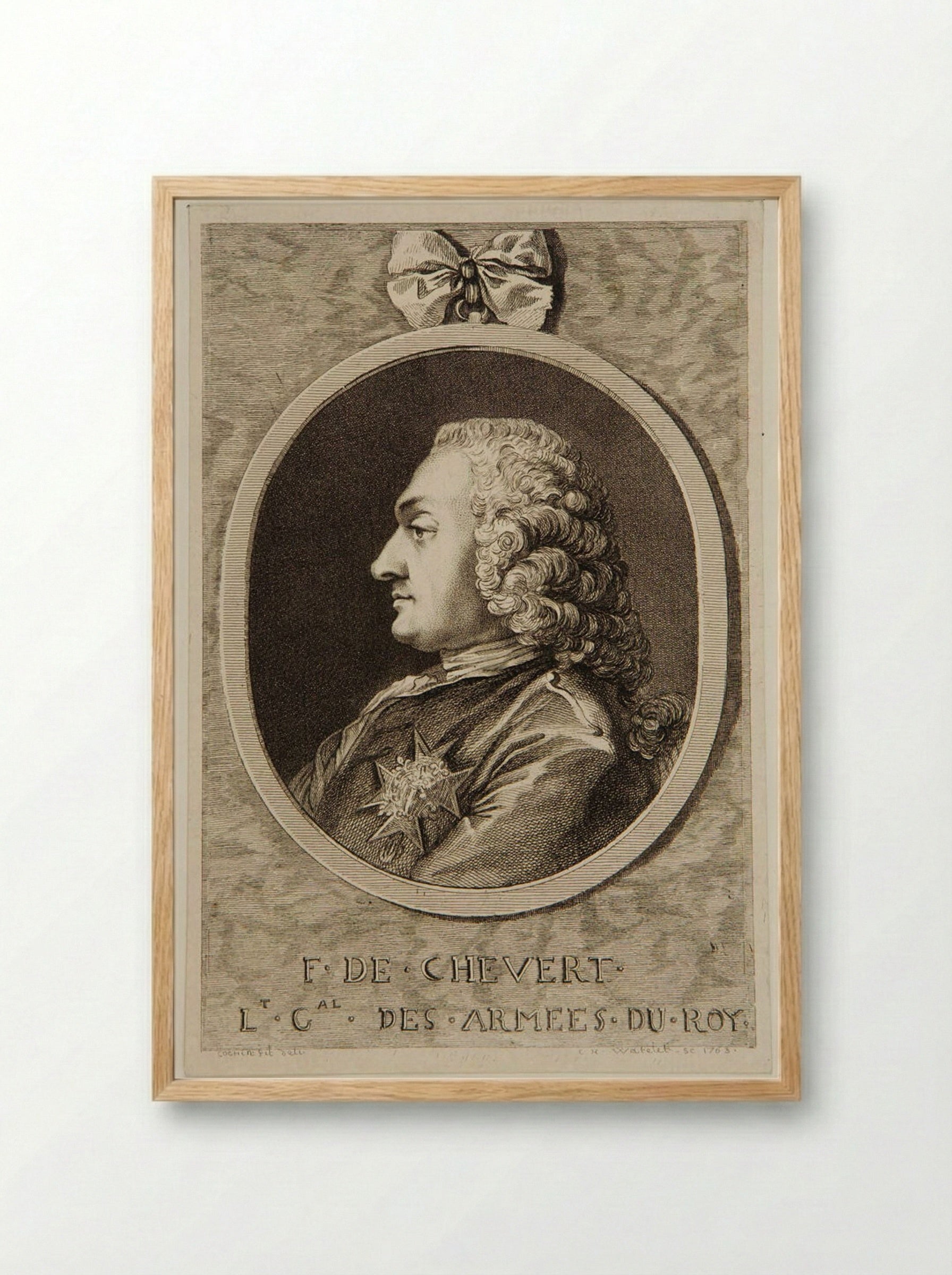 Portrait of François de Chevert - Claude Henri Watelet - Framed Print Wood