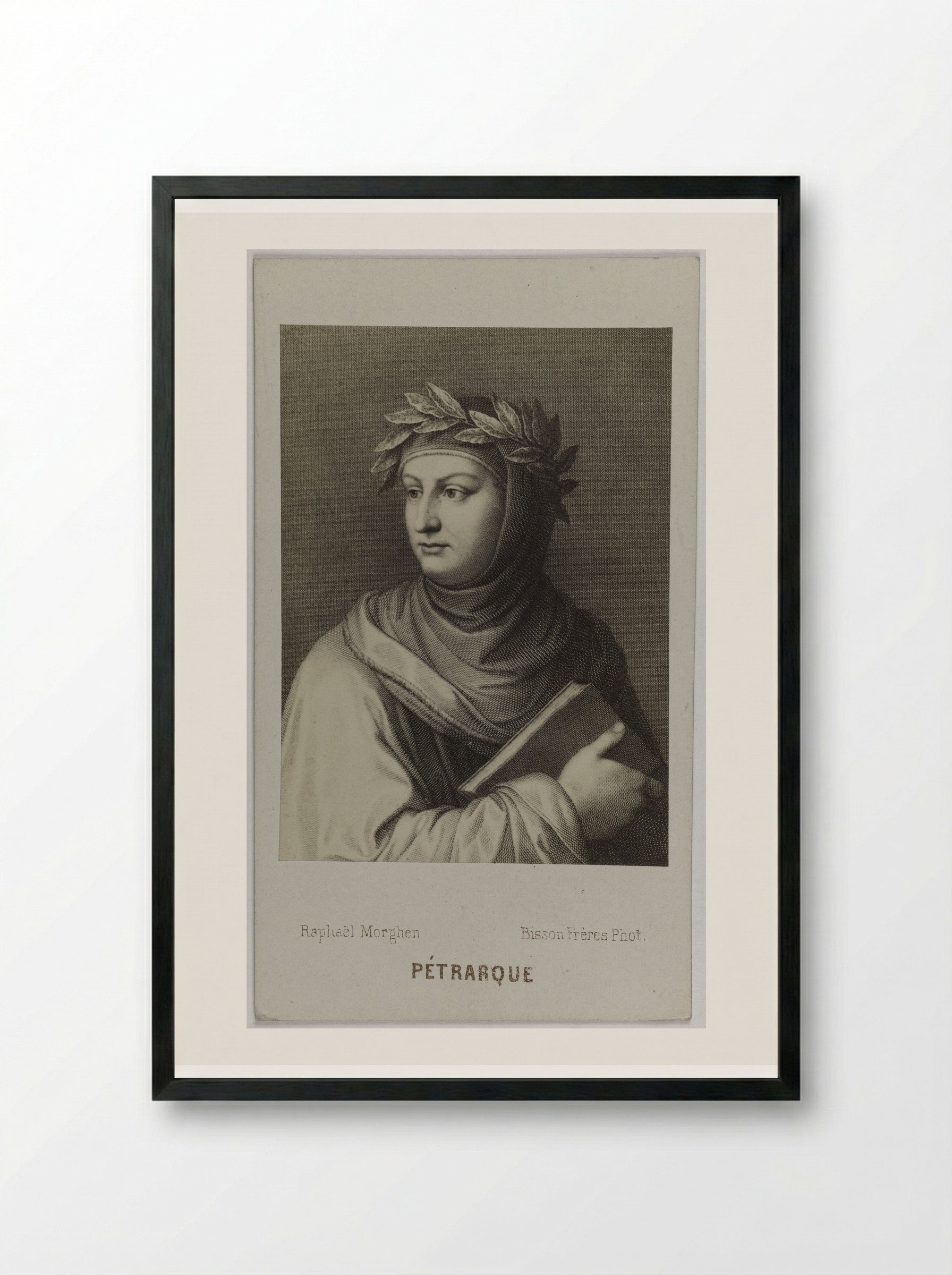 Portrait of Francesco Petrarca - Raphael Morghen - Framed Print Black