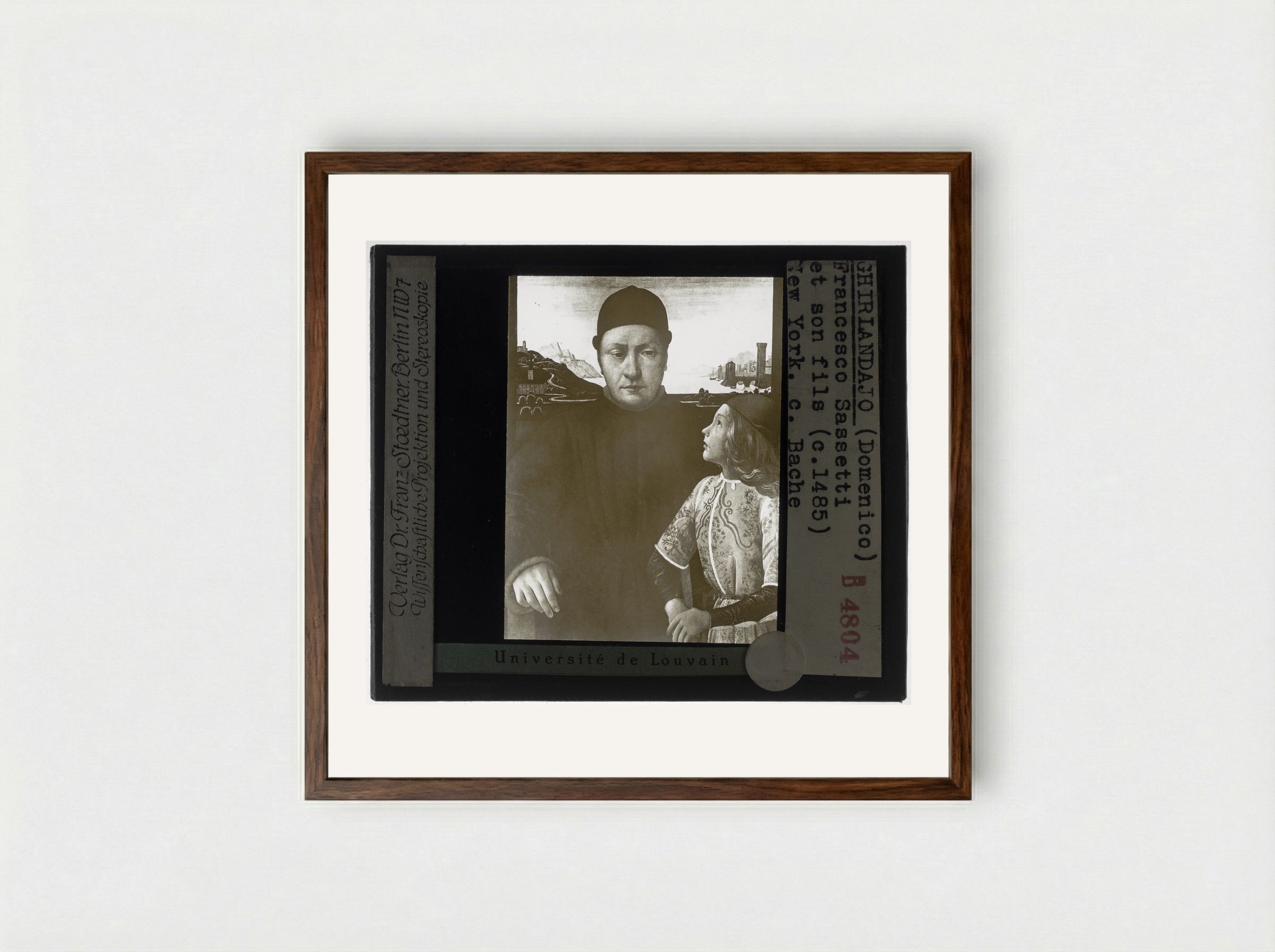 Portrait of Francesco Sassetti and his Son Teodoro - Domenico Ghirlandaio - Framed Print Dark Wood