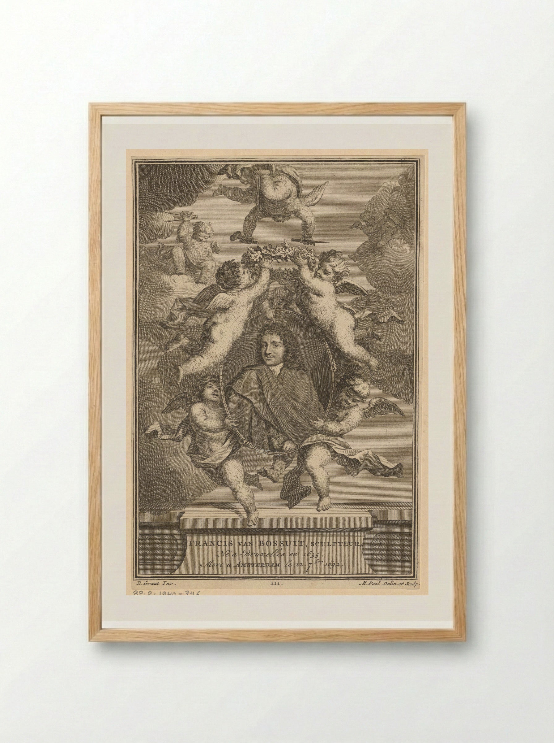 Portrait of Francis van Bossuit Surrounded by Angels - Matthijs Pool - Framed Print Wood