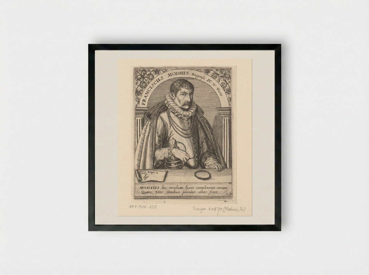 Portrait of Franciscus Modius - Theodor de Bry - Framed Print Black