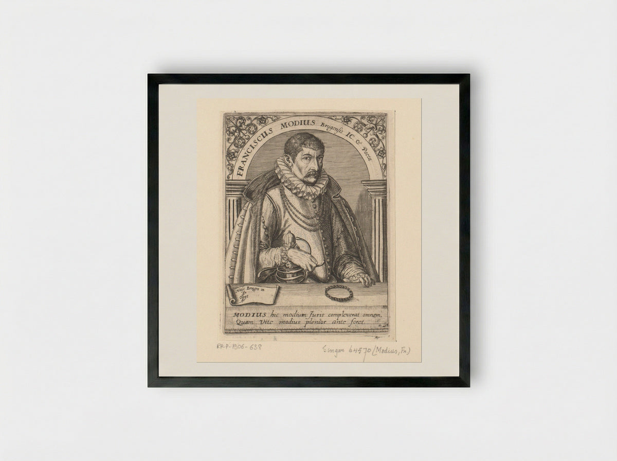 Portrait of Franciscus Modius - Theodor de Bry - Framed Print Black