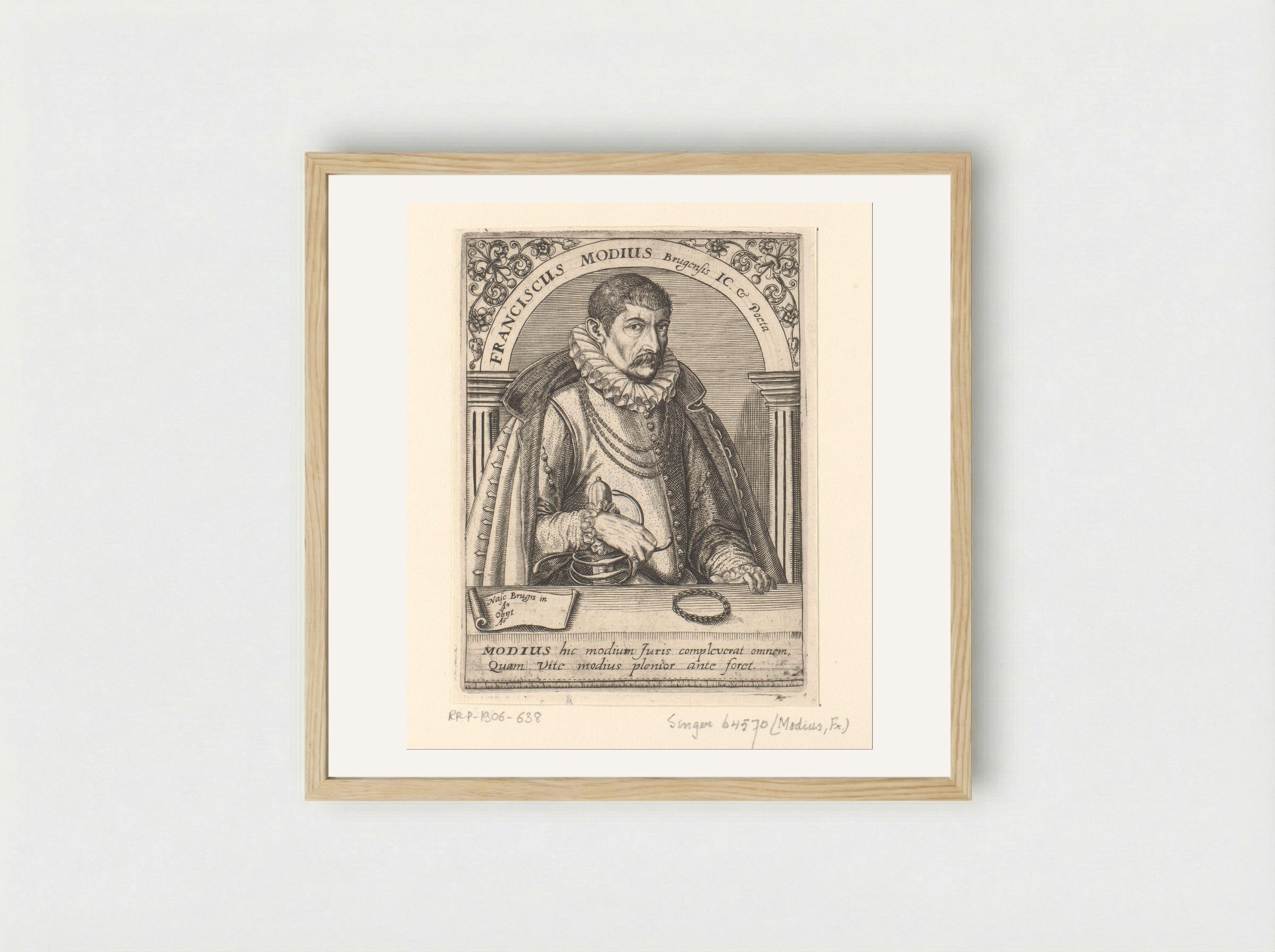Portrait of Franciscus Modius - Theodor de Bry - Framed Print Wood