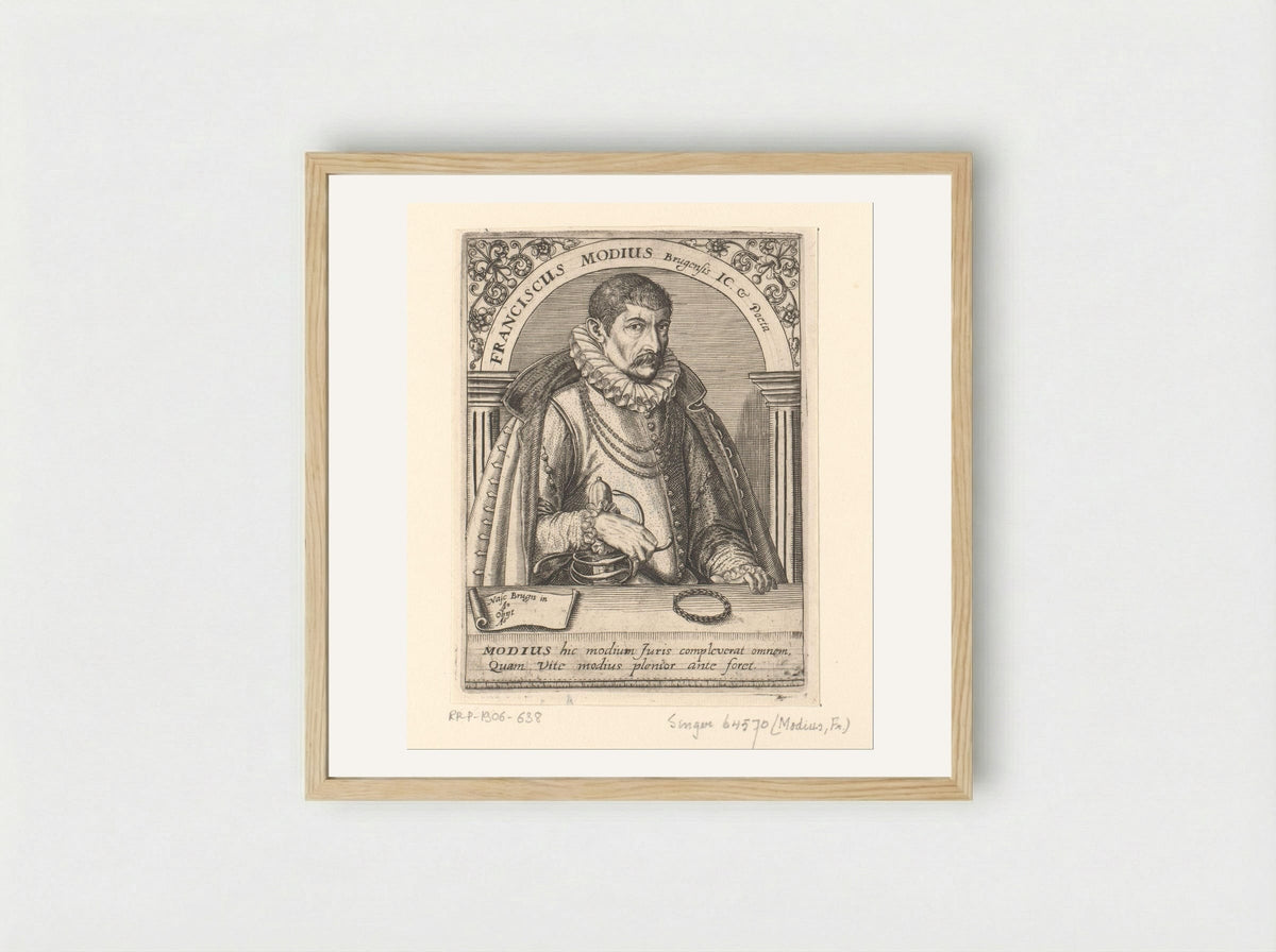 Portrait of Franciscus Modius - Theodor de Bry - Framed Print Wood