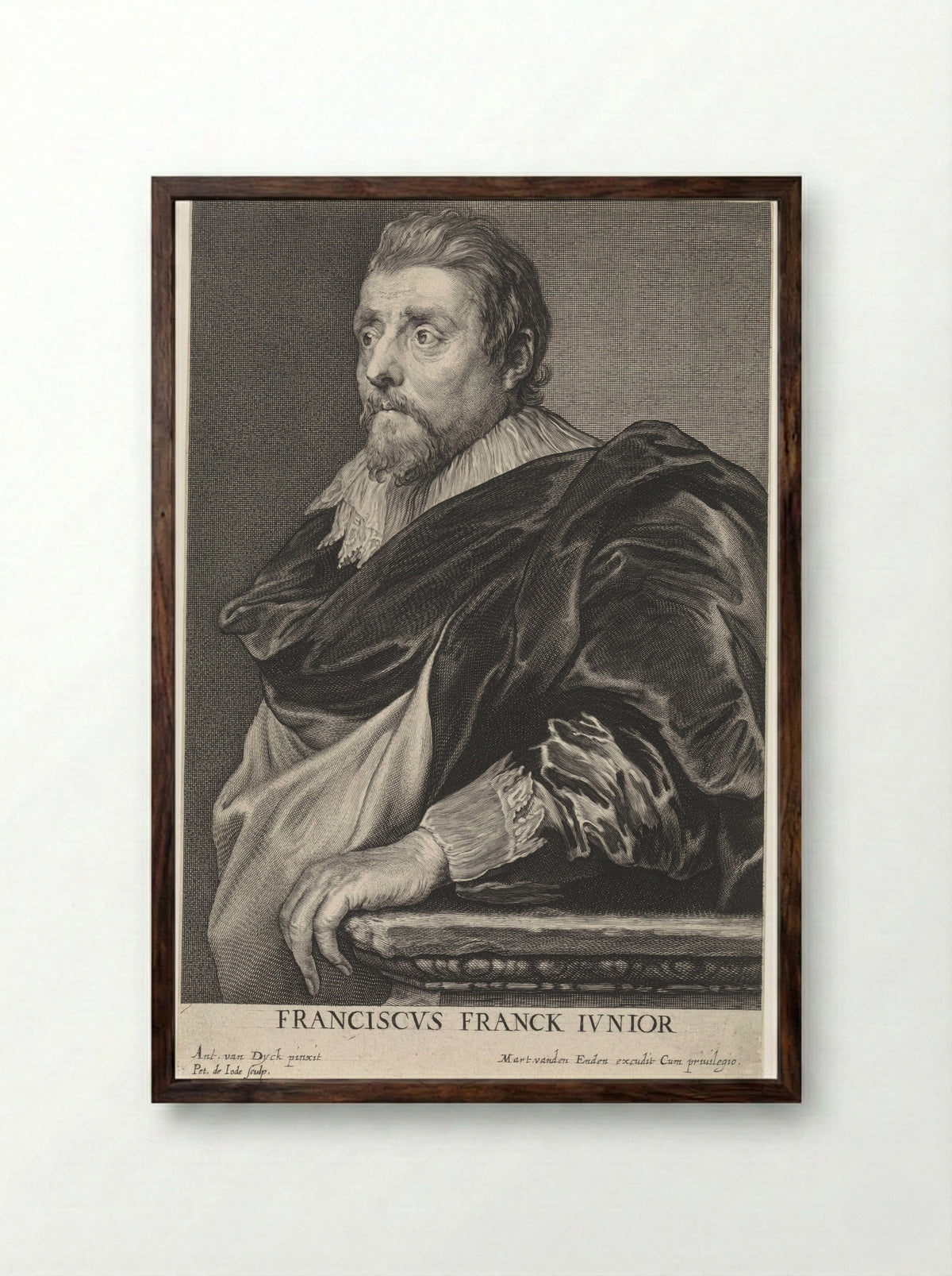 Portrait of Frans Francken II - Anthony van Dyck - Framed Print Dark Wood