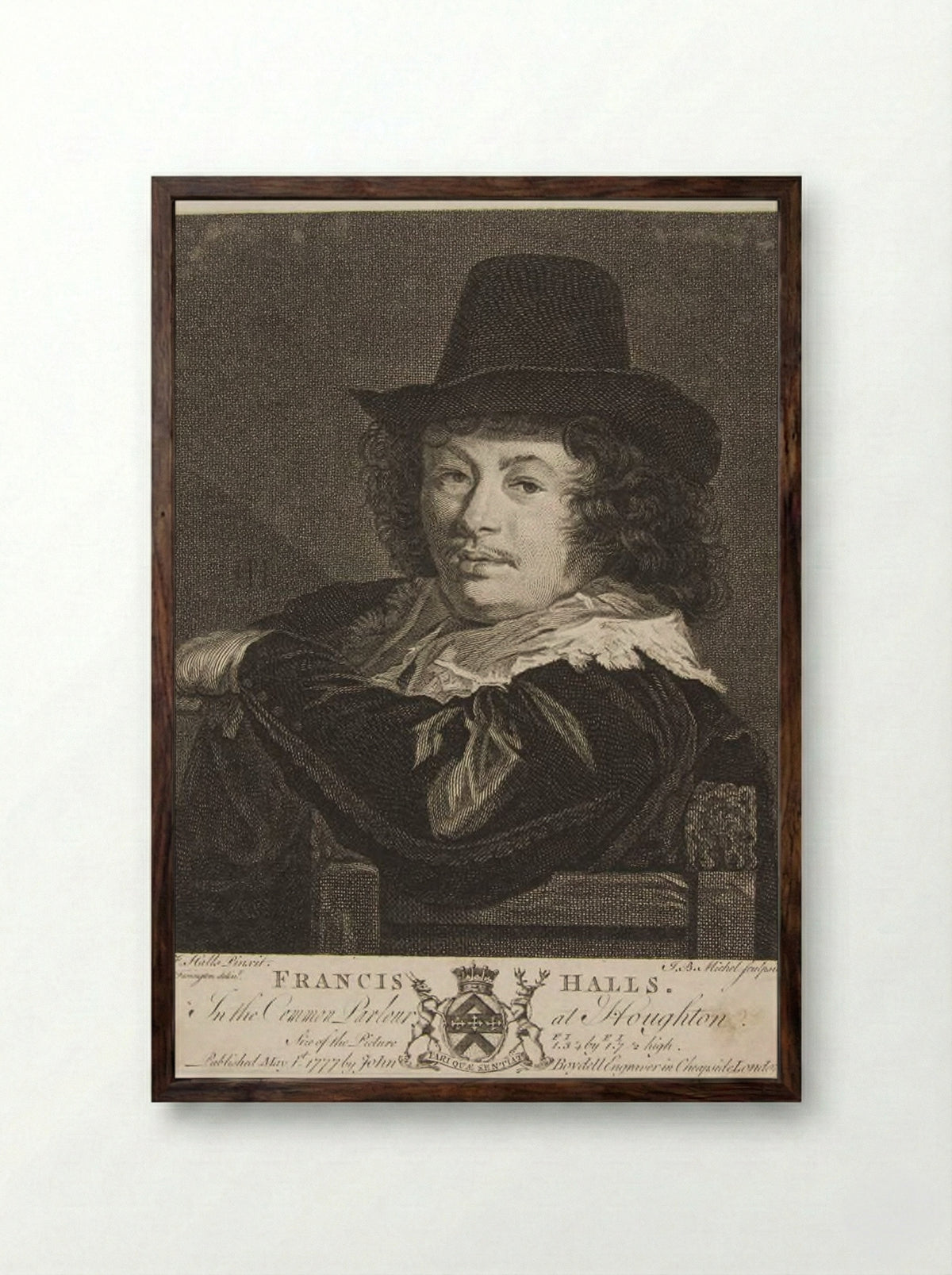 Portrait of Frans Hals - Jean Baptiste Michel - Framed Print Dark Wood