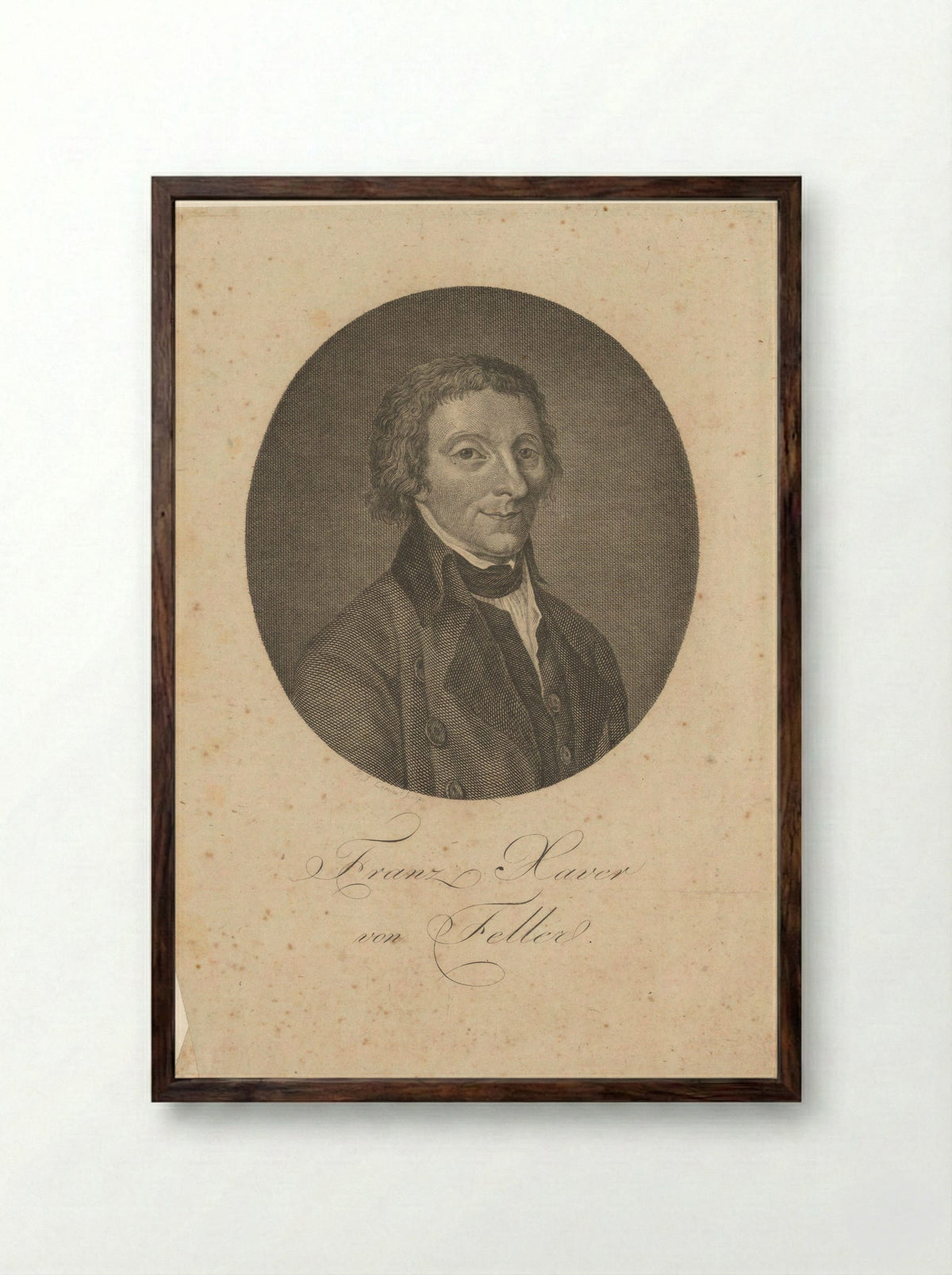 Portrait of Franz Xaver von Feller - Paul Jacob Laminit - Framed Print Dark Wood