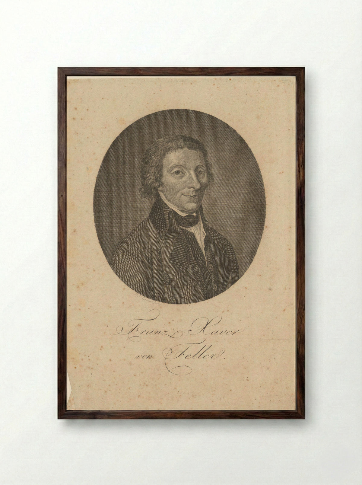 Portrait of Franz Xaver von Feller - Paul Jacob Laminit - Framed Print Dark Wood
