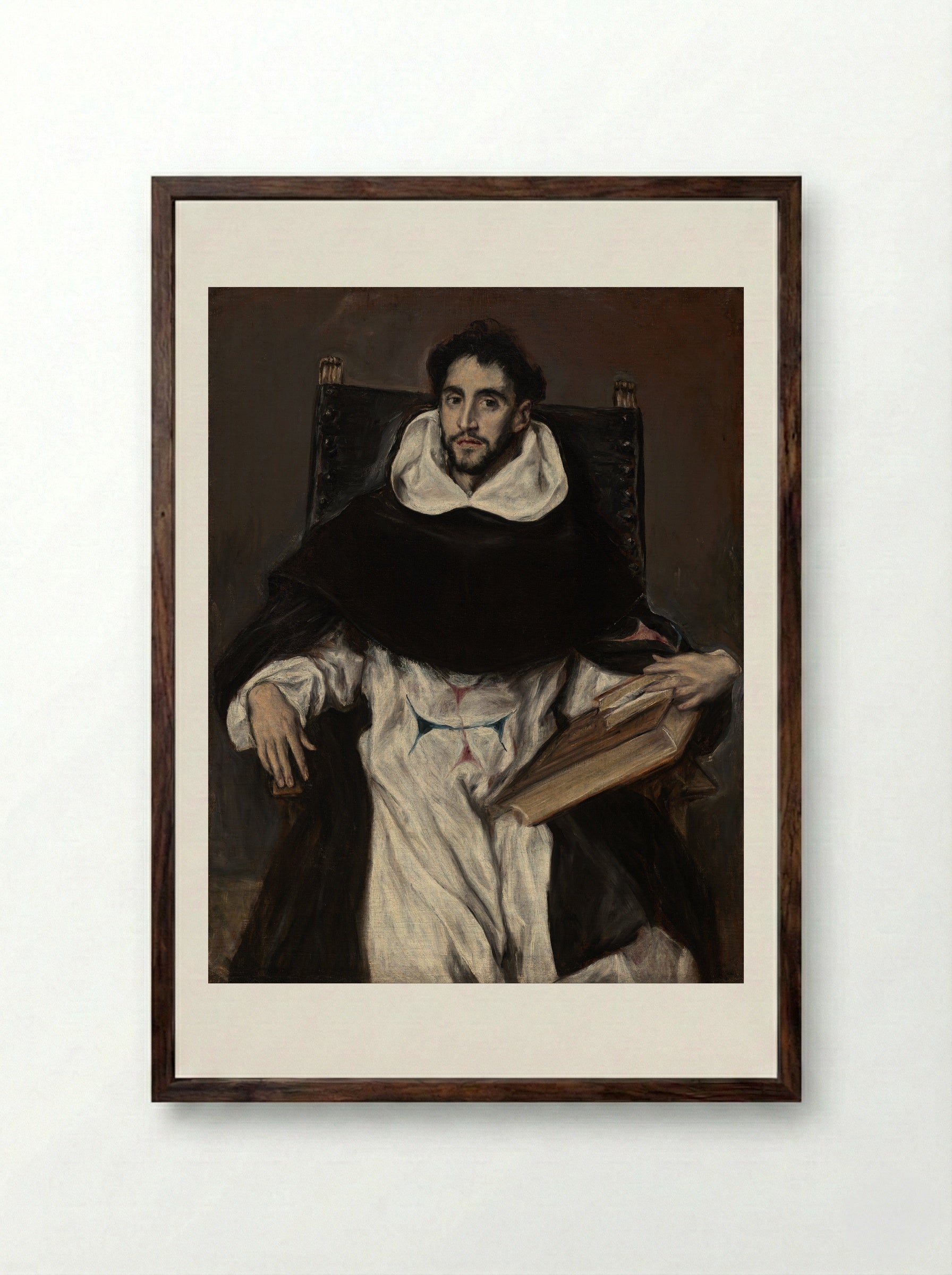 Portrait of Fray Hortensio Felix Paravicino - El Greco - Framed Print Dark Wood