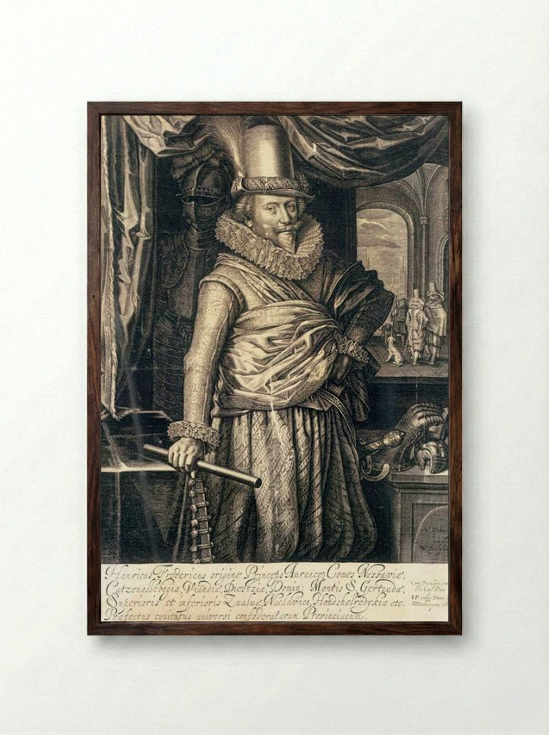 Portrait of Frederick Hendrick, Prince of Orange Nassau - Adriaen van de Venne - Framed Print Dark Wood