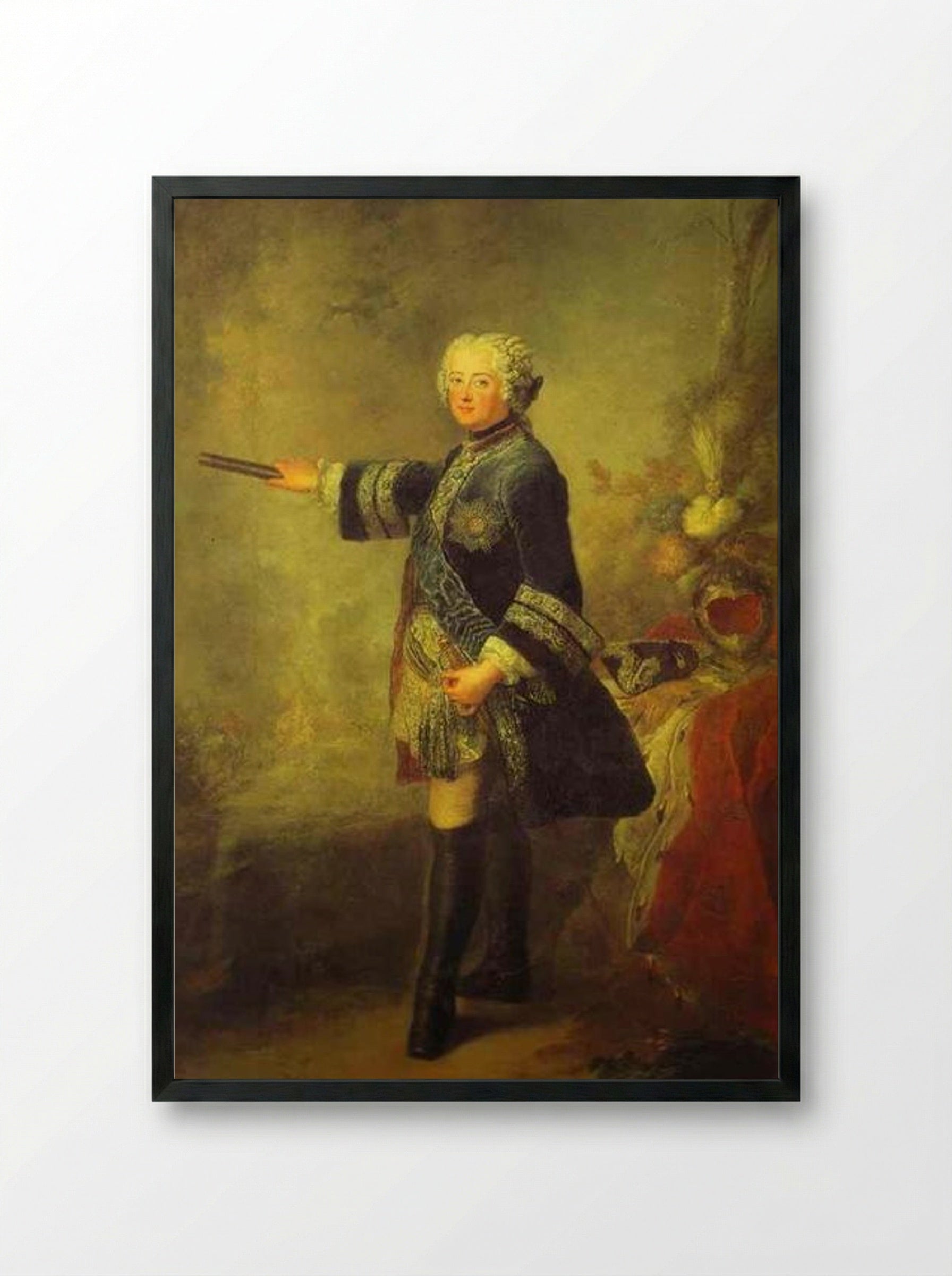 Portrait of Frederick II - Antoine Pesne - Framed Print Black