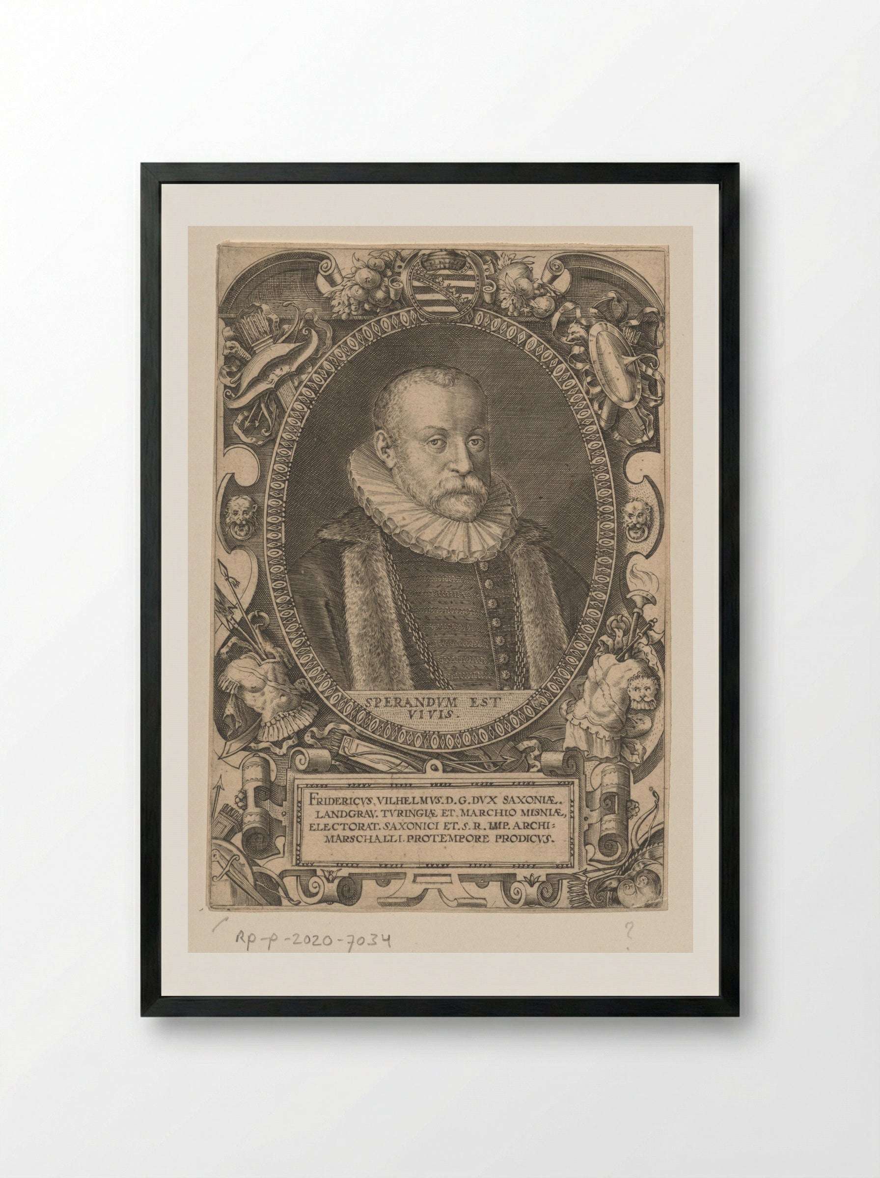 Portrait of Frederick William I, Duke of Saxe-Weimar - Dominicus Custos - Framed Print Black