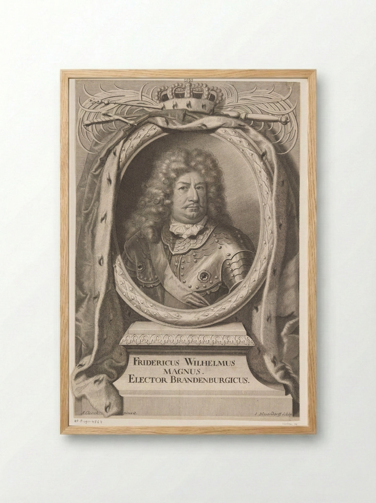 Portrait of Frederick William I, Elector of Brandenburg - Samuel Blesendorf - Framed Print Wood