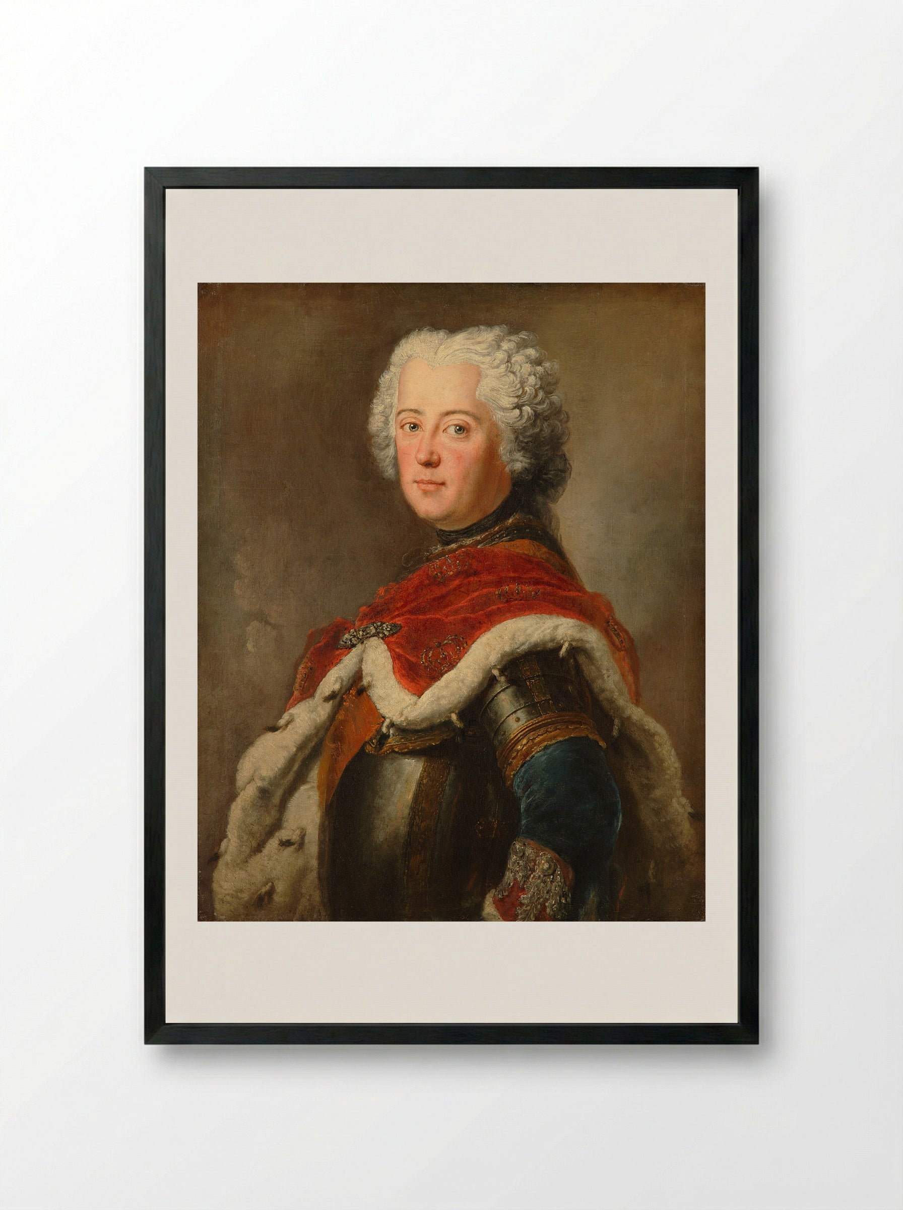 Portrait of Frederick the Great - Antoine Pesne - Framed Print Black