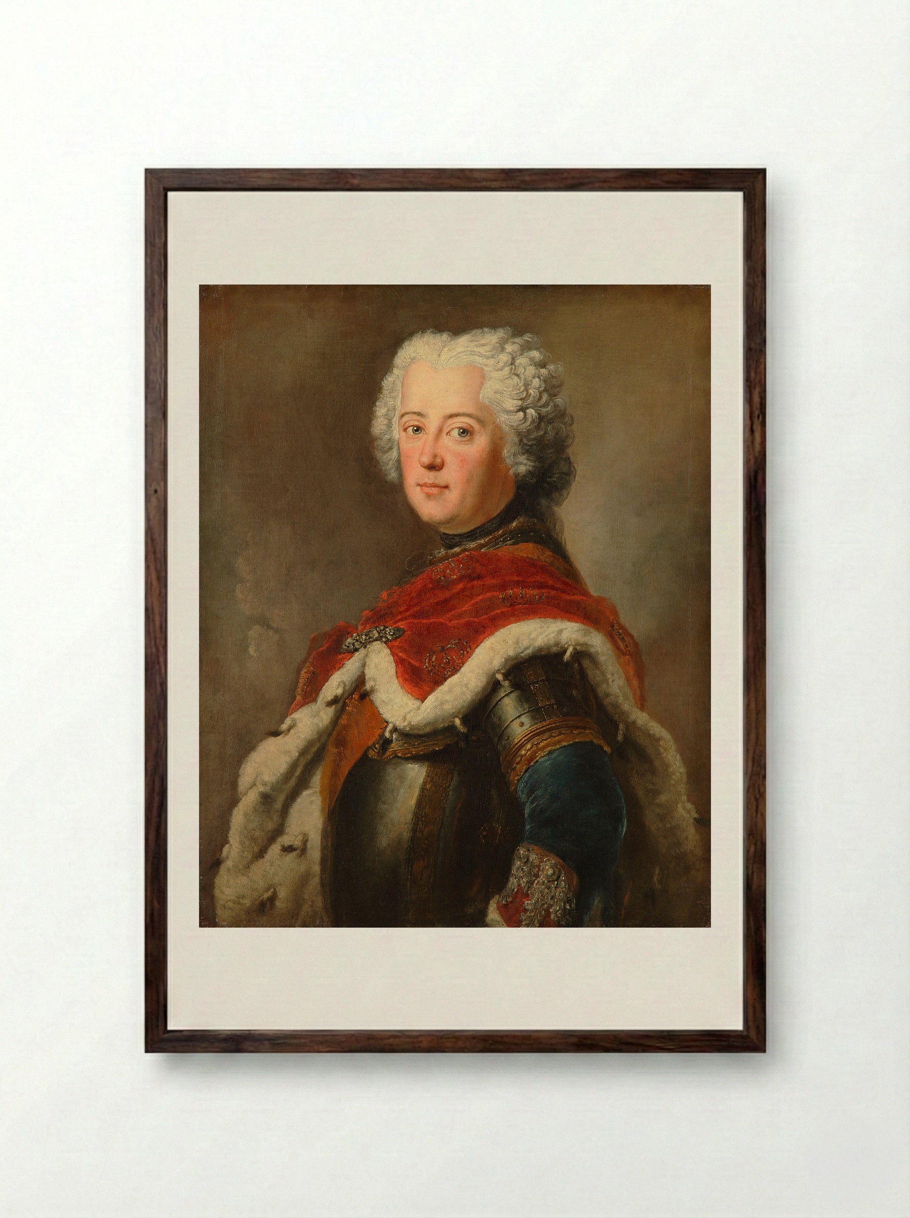 Portrait of Frederick the Great - Antoine Pesne - Framed Print Dark Wood