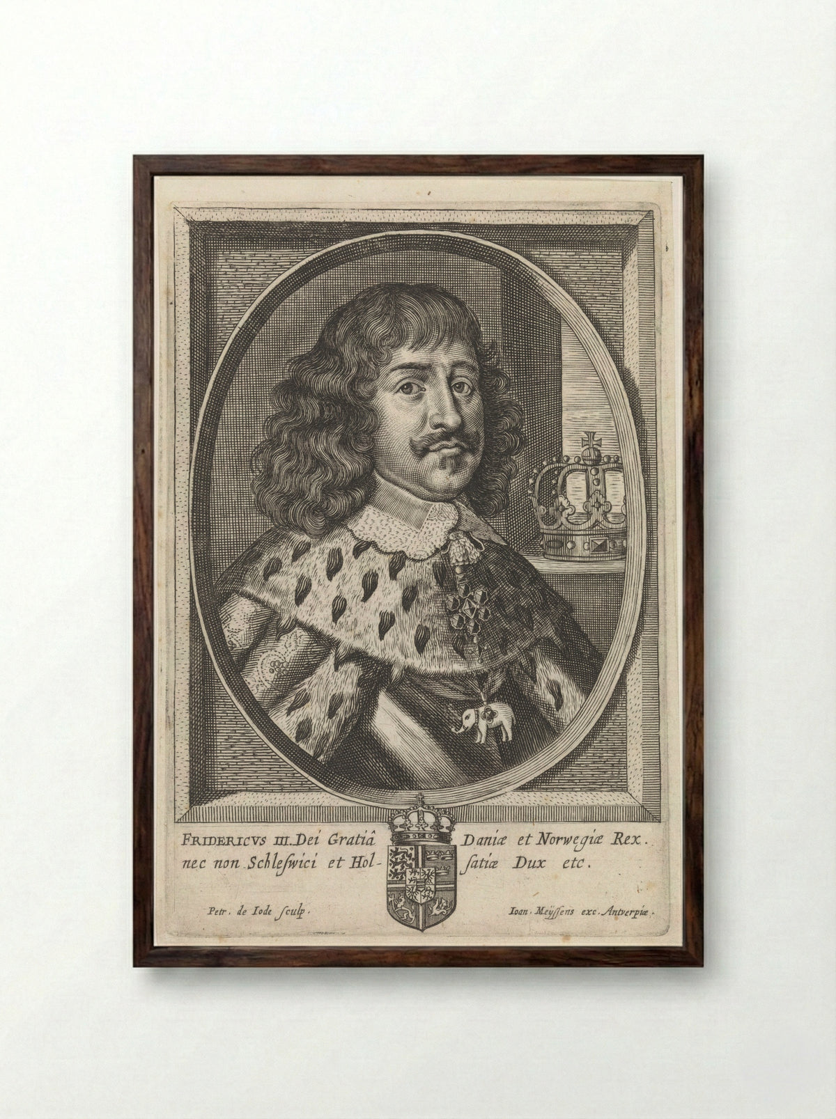 Portrait of Frederik III - Pieter de Jode II - Framed Print Dark Wood