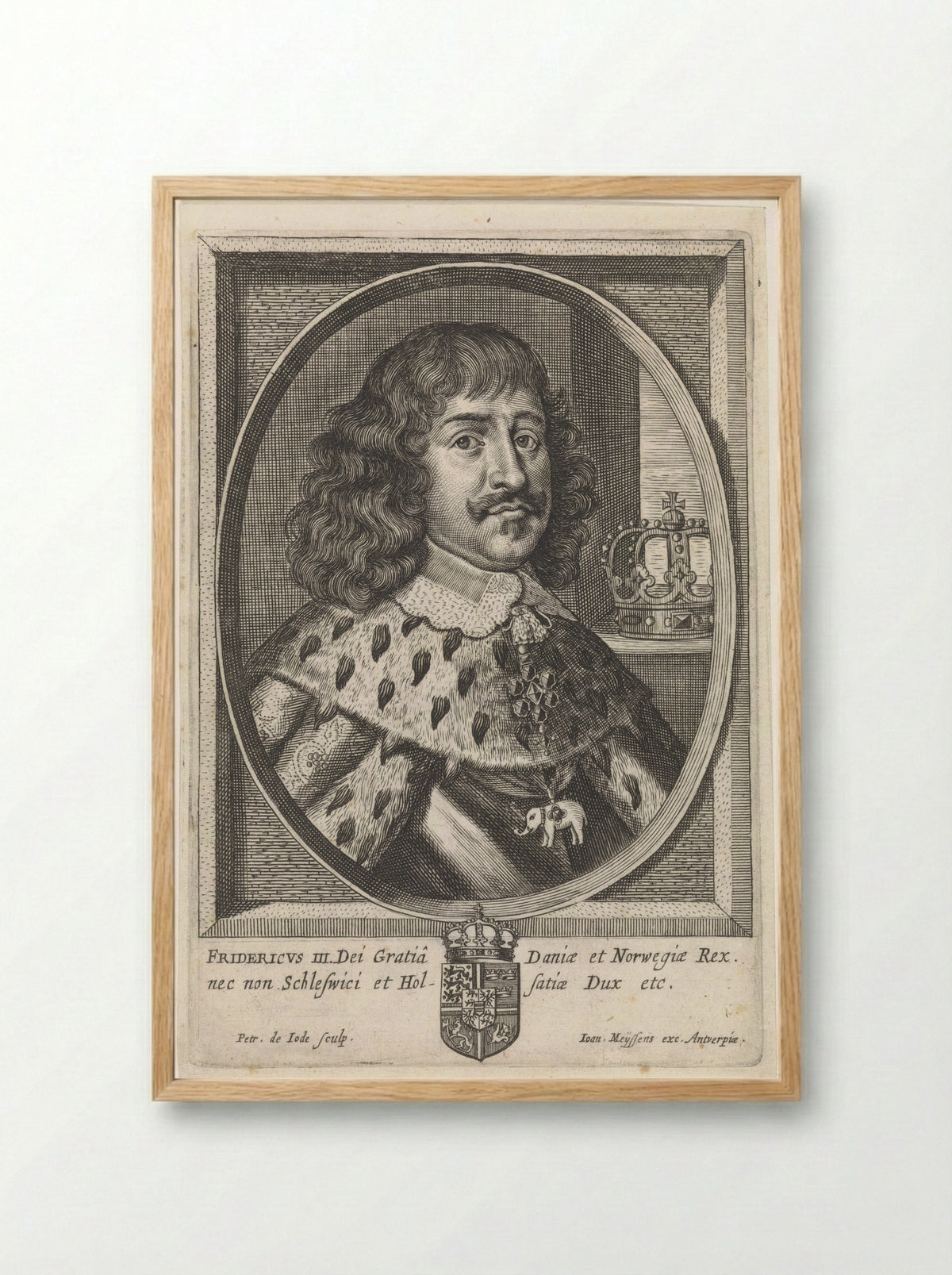 Portrait of Frederik III - Pieter de Jode II - Framed Print Wood