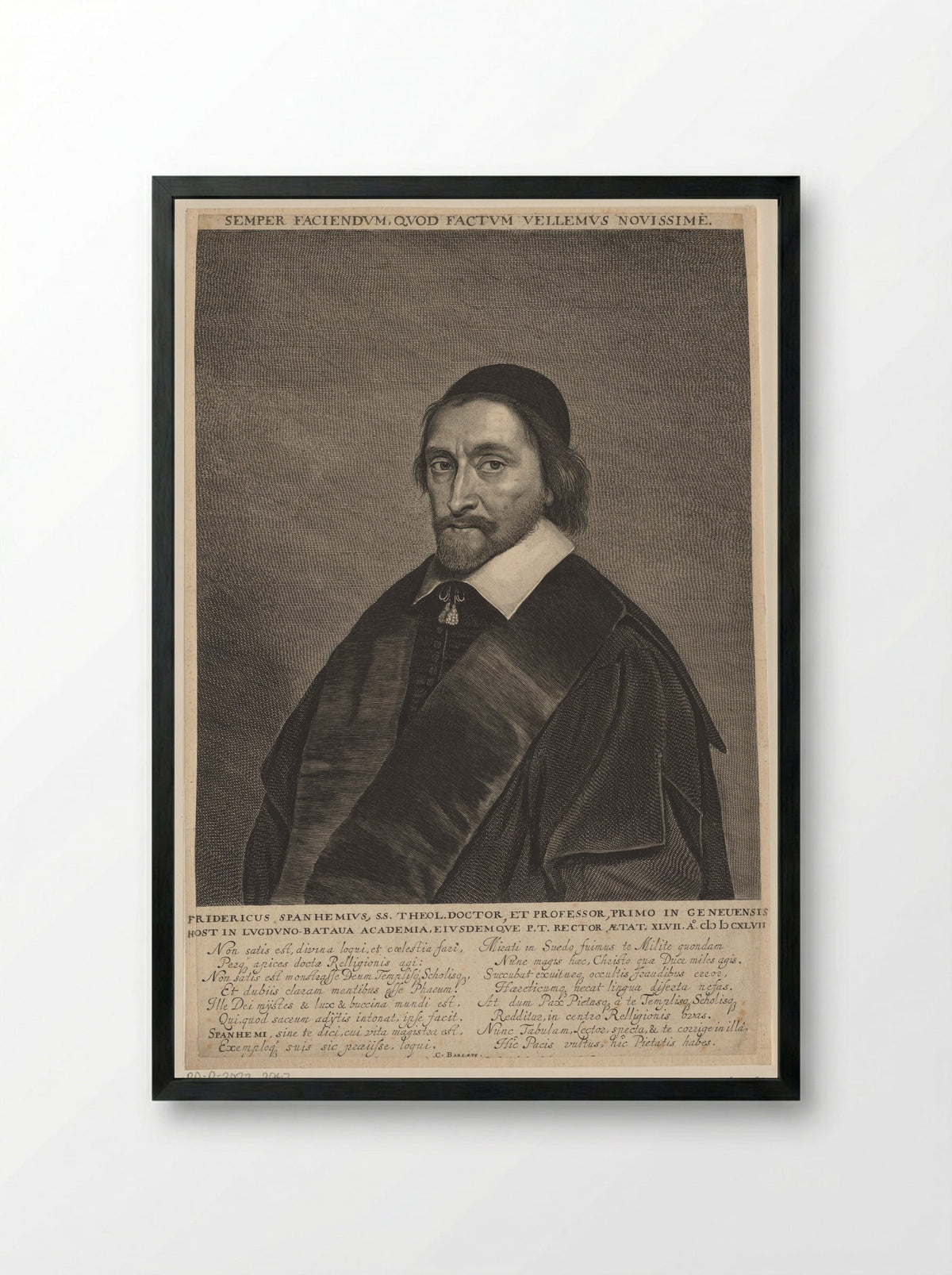 Portrait of Friedrich Spanheim - Jonas Suyderhoef - Framed Print Black